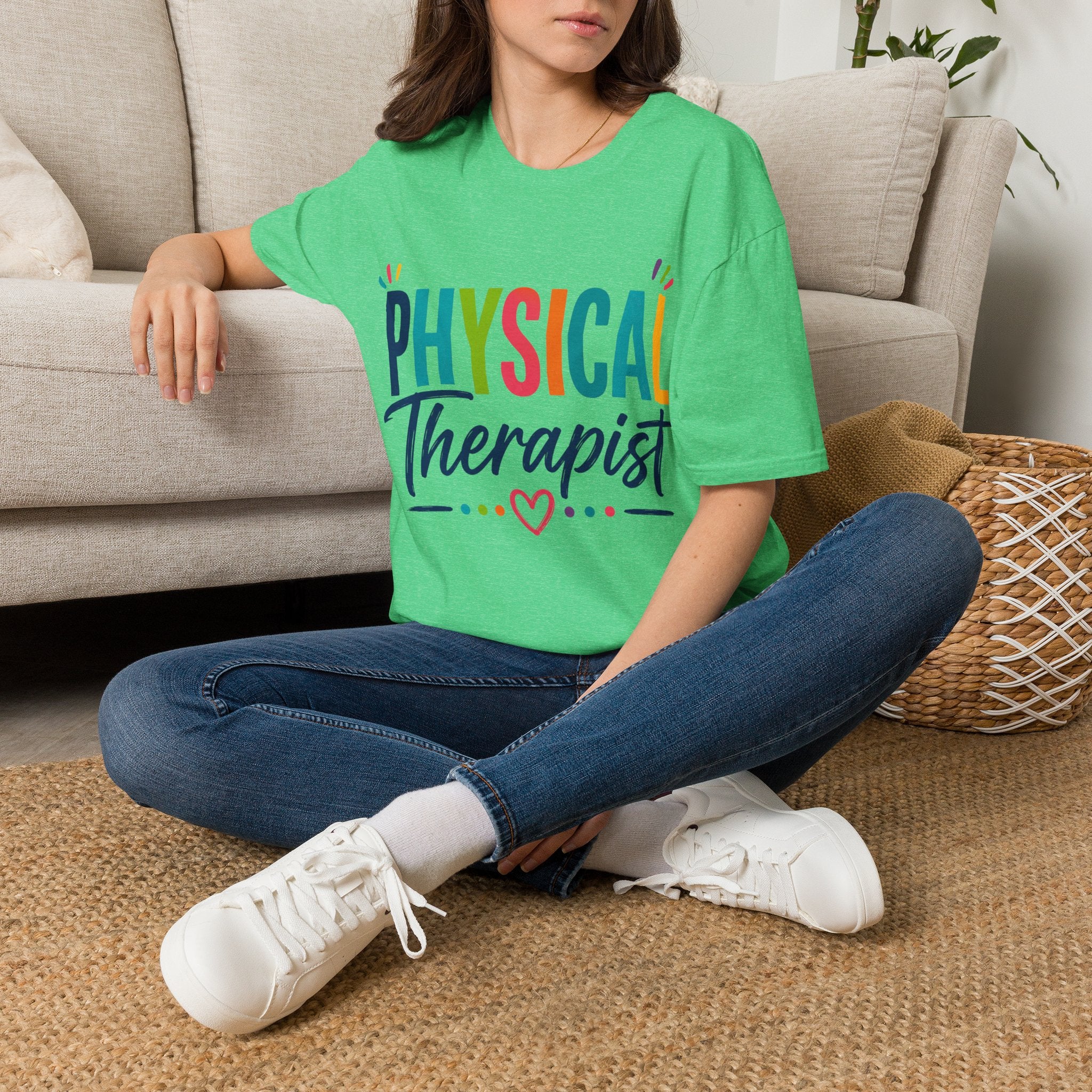 Physical Therapist Shirt | Colorful Typography Heart T-Shirt | Physical Therapy Gift | Healthcare Professional Apparel | Therapist Shirt
