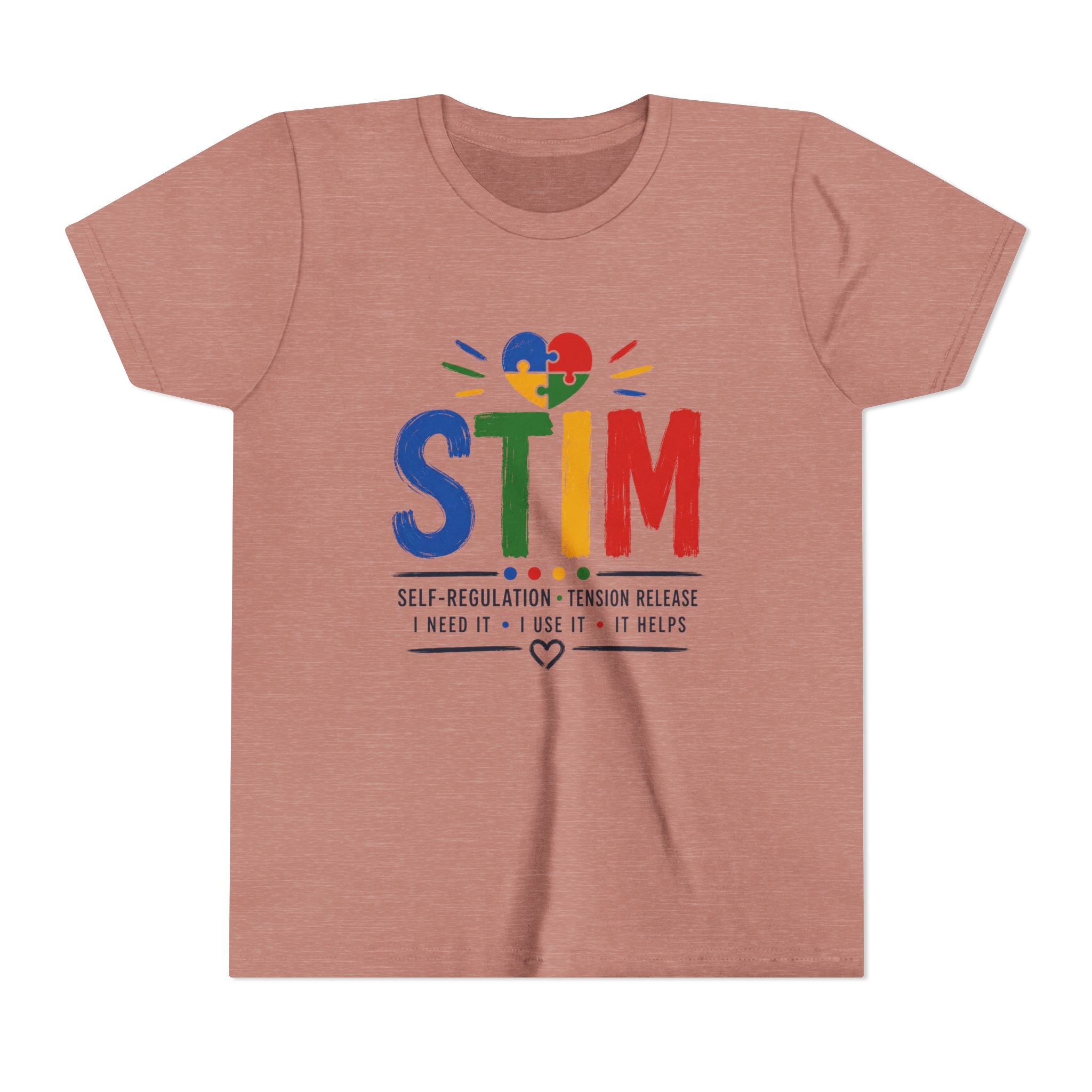 Sensory STIM Pride Heart Youth Tee | Autism Sensory Regulation Shirt