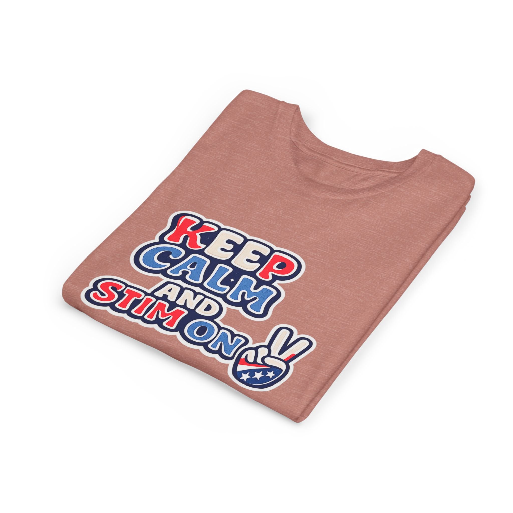 Keep Calm and Stim On Youth Shirt Autism Awareness T Shirt Peace Sign Tee Neurodivergent Kids Sensory Shirt Special Needs Gift