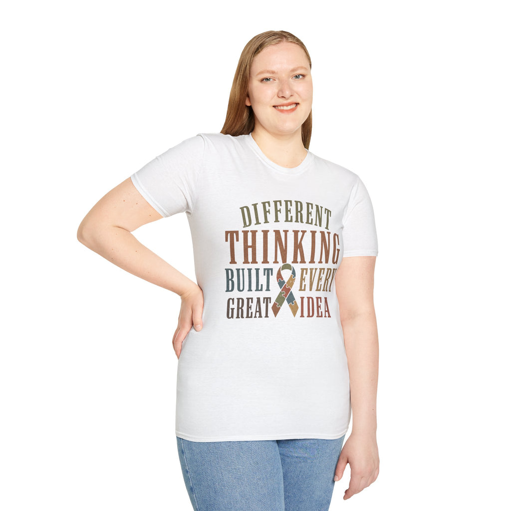 Different Thinking Built Every Great Idea T-Shirt | Autism Awareness Ribbon