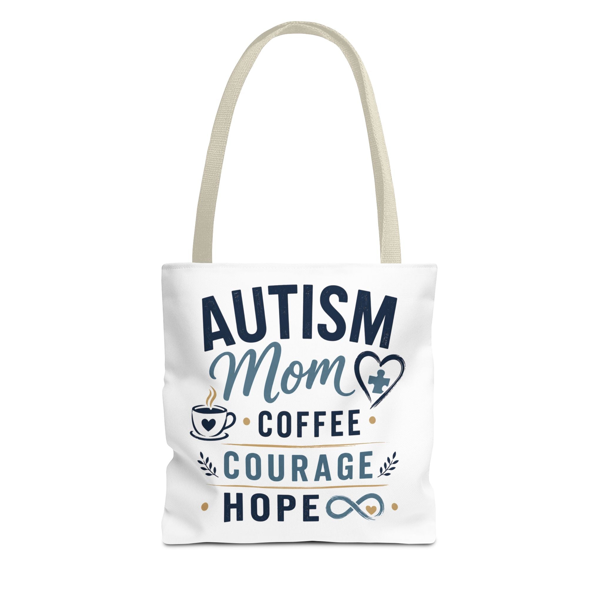 Autism Mom Coffee Courage Hope Tote Bag | Autism Acceptance Gift for Mom | Neurodiversity Canvas Tote | Special Needs Mom Bag