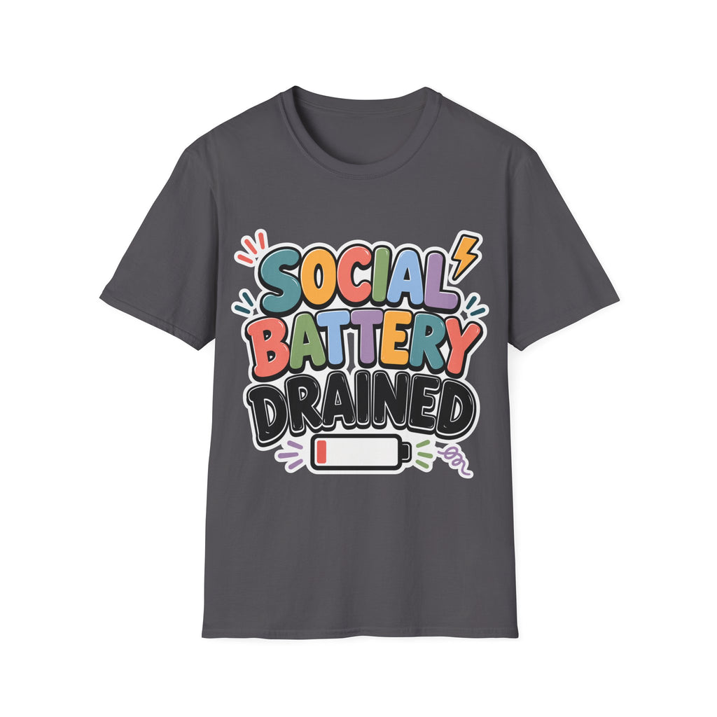 Social Battery Drained T-Shirt — Funny Introvert Graphic Tee