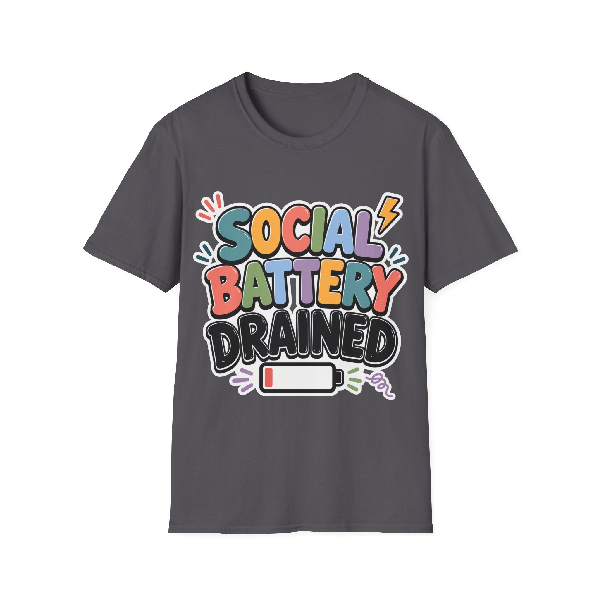 Social Battery Drained T-Shirt — Funny Introvert Graphic Tee