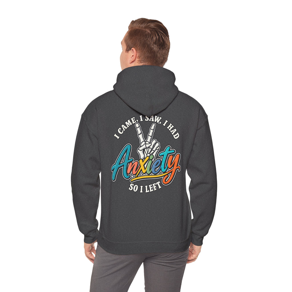 I Came I Saw I Had Anxiety Hoodie, Peace Hand Colorful Script Sweatshirt, Funny Mental Health Crewneck, Anxiety Humor Gift