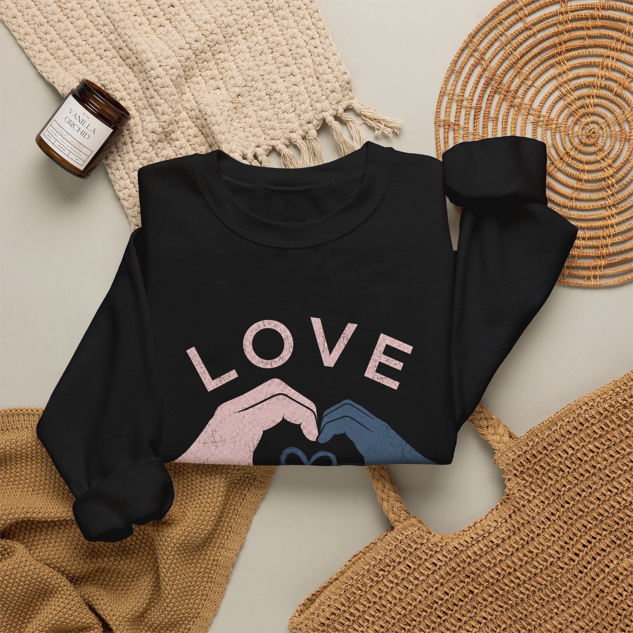 Autism Acceptance Sweatshirt | Love Makes Us Strong Crewneck | Heart Hands Sweatshirt | Neurodiversity Gift | Inclusion Apparel
