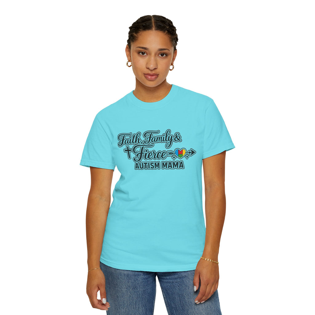 Faith Family Fierce Autism Mama Shirt, Autism Mom T-Shirt, Christian Autism Mom Gift, Fierce Mama Tee, Special Needs Mom Shirt