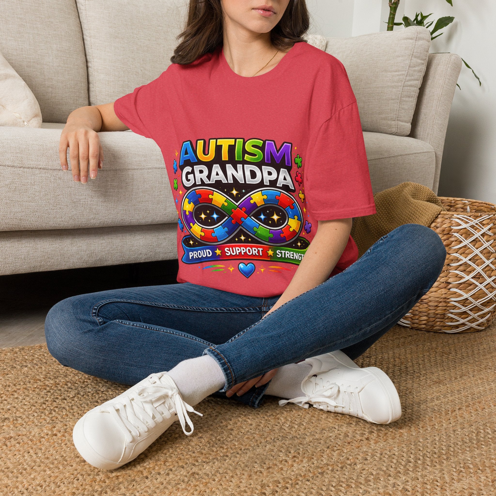 Autism Grandpa Shirt | Proud Autism Grandpa Tee | Puzzle Ribbon Infinity T-Shirt | Autism Awareness Gift for Grandpa