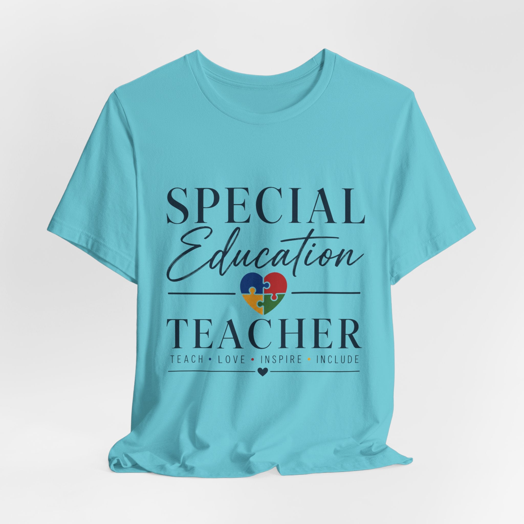 Special Education Teacher Shirt | Teach Love Inspire T-Shirt | Puzzle Heart Graphic Tee | Autism Acceptance Gift | Inclusive Teacher