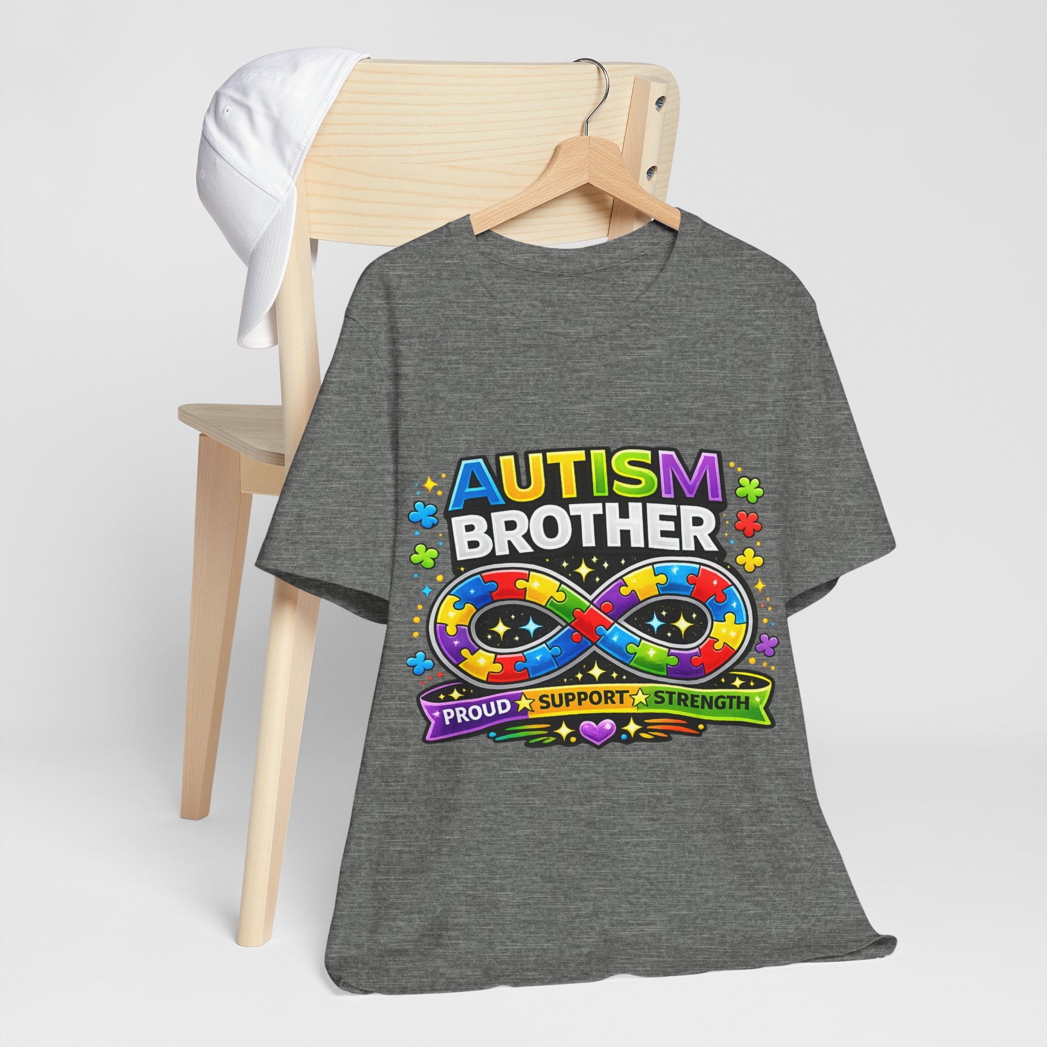 Autism Brother Infinity Puzzle Ribbon T-Shirt | Proud Support Strength