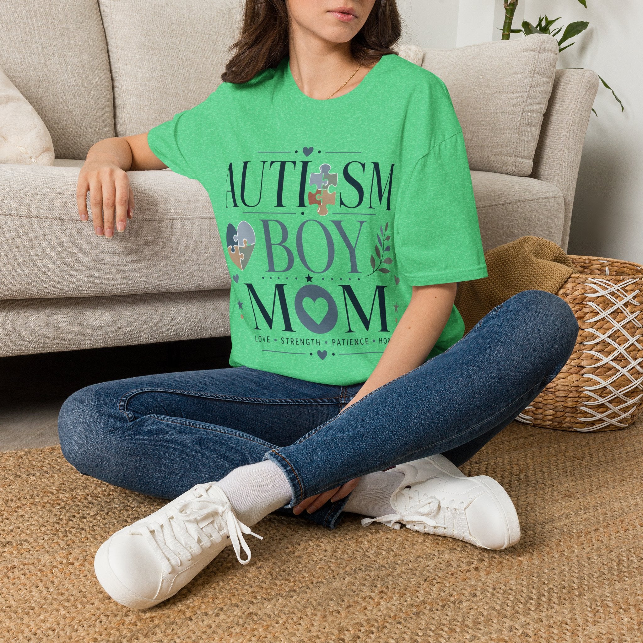 Autism Boy Mom Shirt | Proud Autism Mom T-Shirt | Puzzle Heart Infinity Design | Autism Awareness & Acceptance Gift | Special Needs Mom Apparel