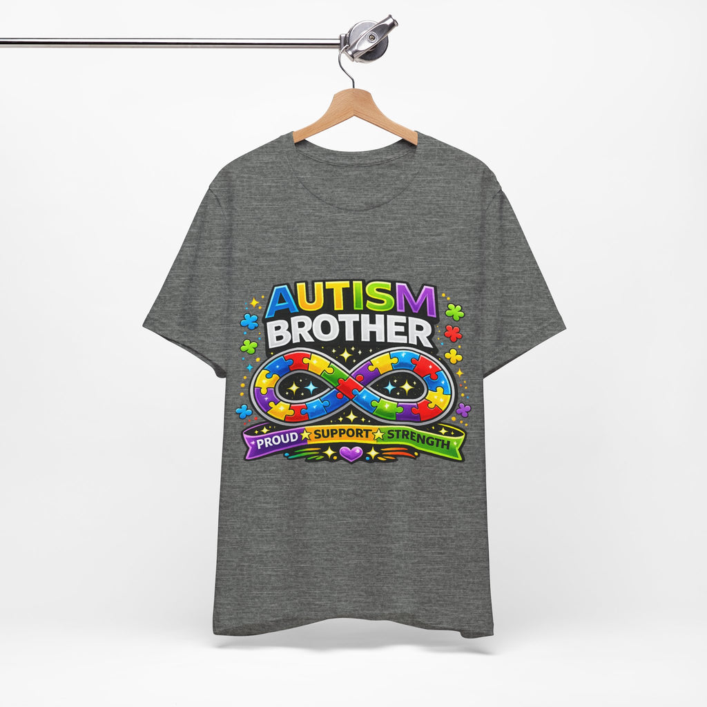 Autism Brother Infinity Puzzle Ribbon T-Shirt | Proud Support Strength