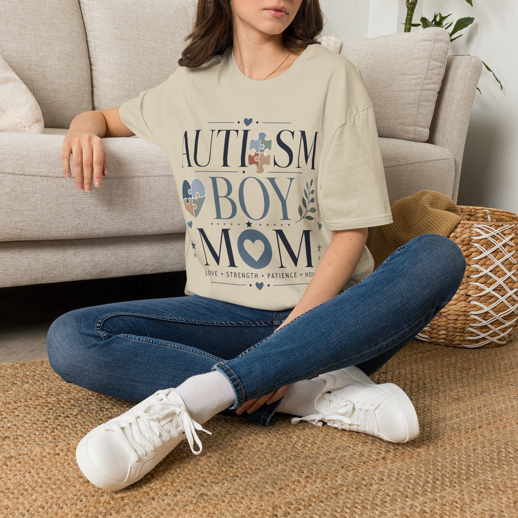 Autism Boy Mom Shirt | Proud Autism Mom T-Shirt | Puzzle Heart Infinity Design | Autism Awareness & Acceptance Gift | Special Needs Mom Apparel