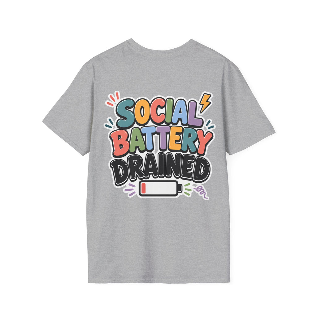 Social Battery Drained Shirt | Funny Introvert T-Shirt | Social Anxiety Graphic Tee | Mental Health Humor Shirt | Unisex Gift
