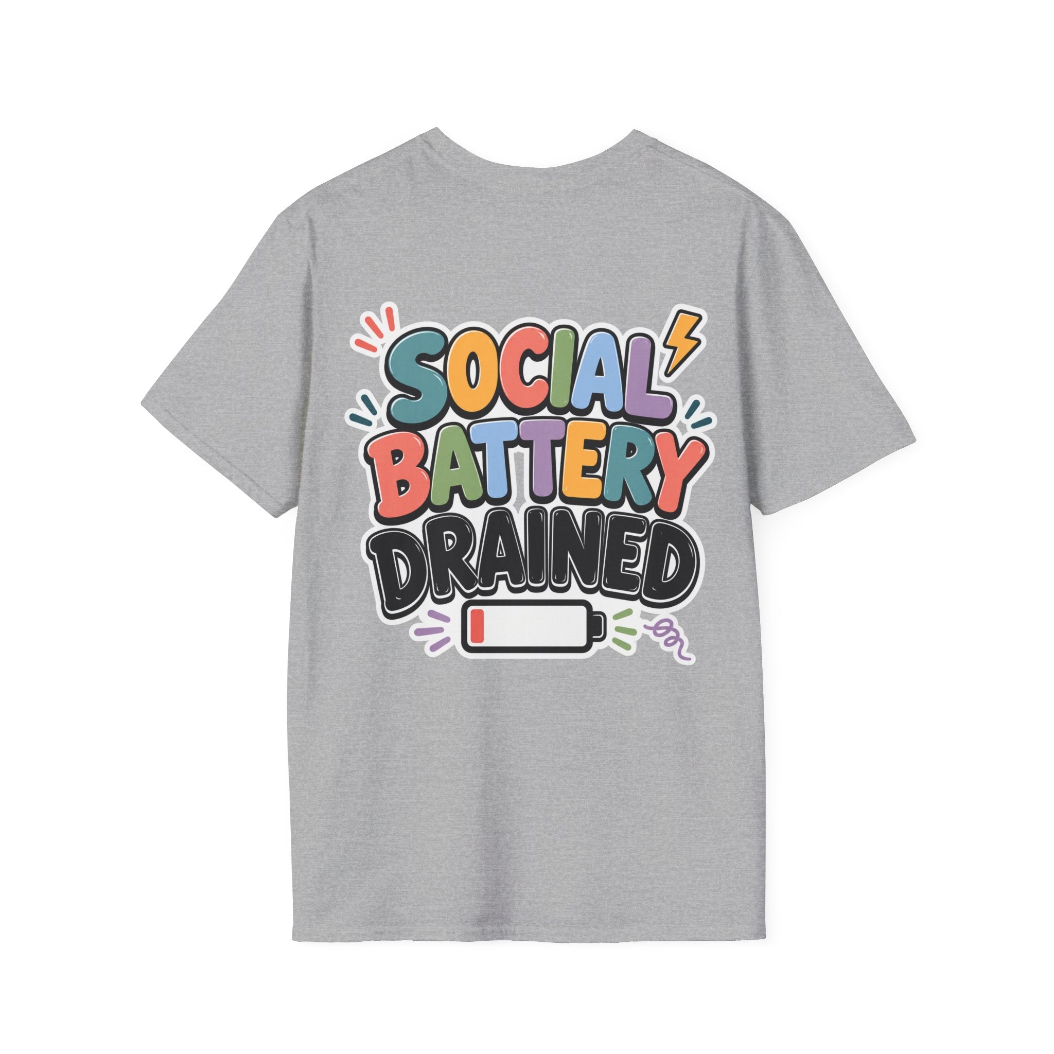 Social Battery Drained Shirt | Funny Introvert T-Shirt | Social Anxiety Graphic Tee | Mental Health Humor Shirt | Unisex Gift