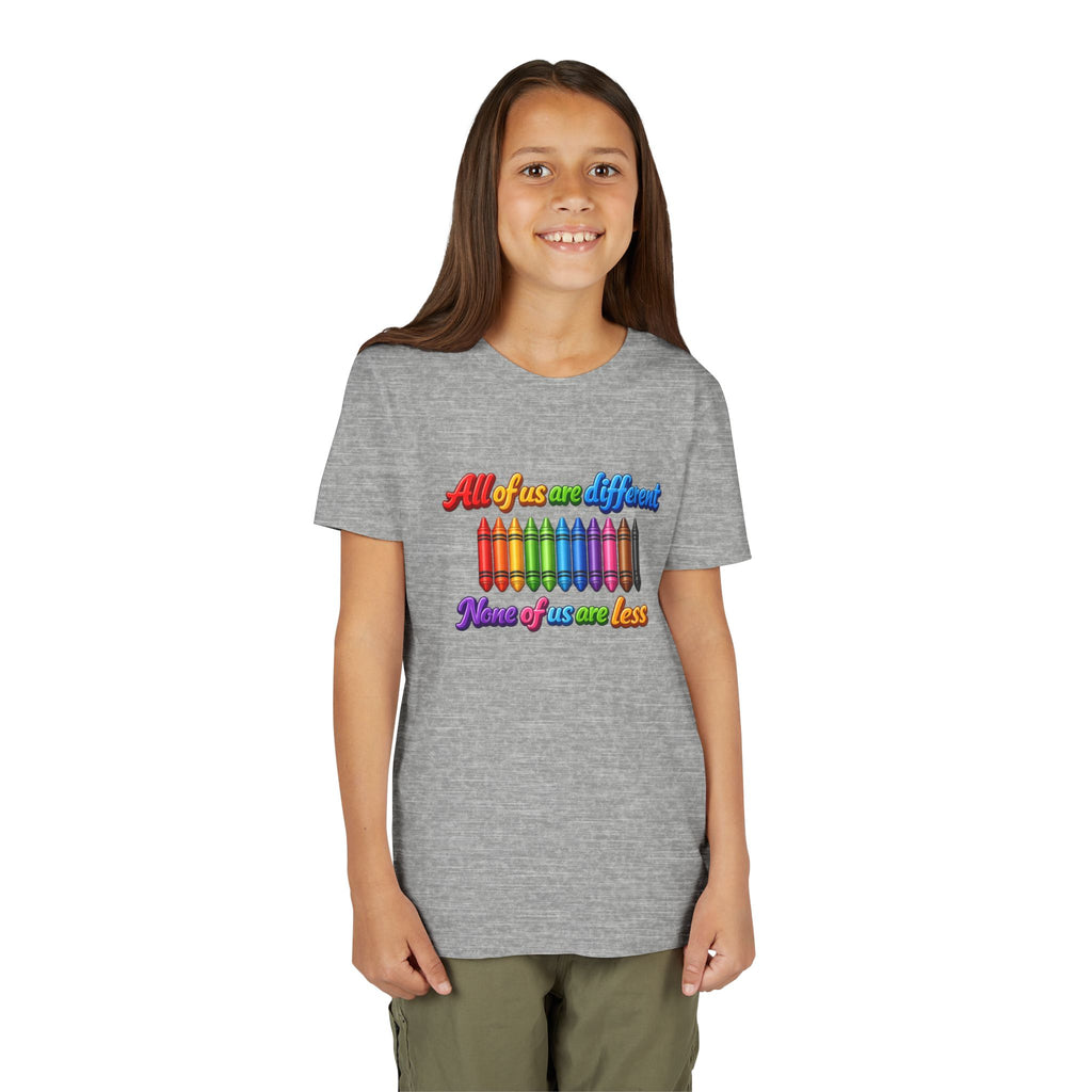 All Of Us Are Different None Of Us Are Less Youth Shirt Inclusion Kids Diversity Tee