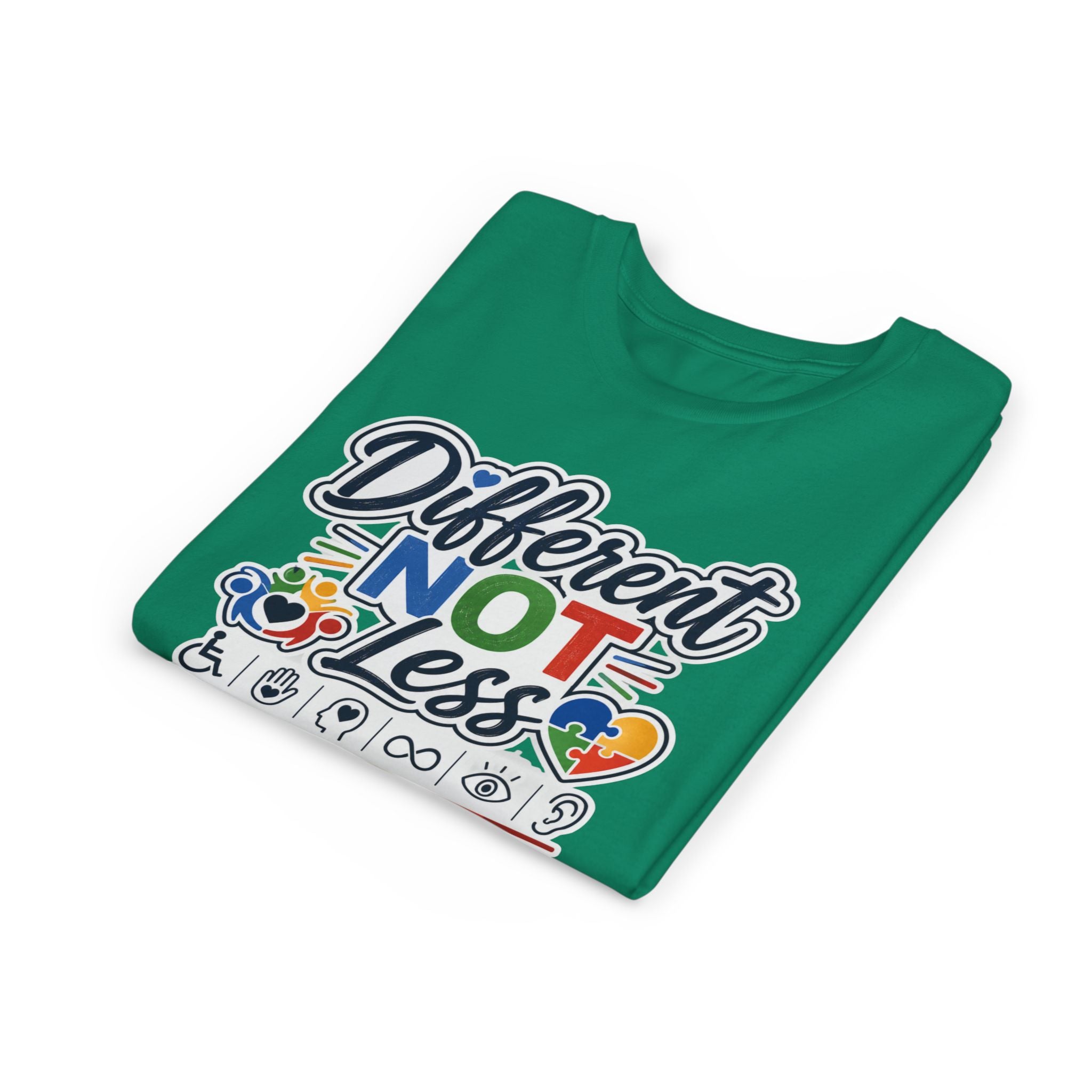 Youth Tee — "Different Not Less" Inclusive Pride Autism Awareness Shirt