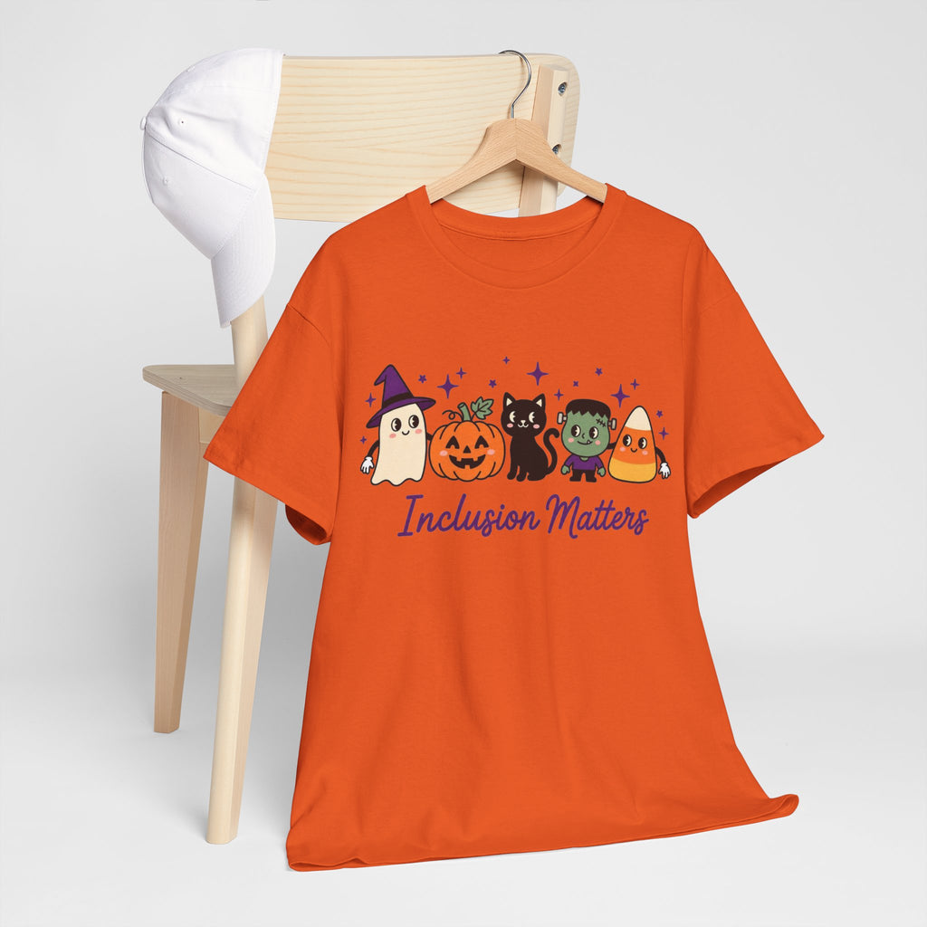 Inclusion Matters Halloween Characters Tee, Ghost Pumpkin Black Cat Candy Corn Shirt, Autism Acceptance Fall Halloween T-Shirtrn