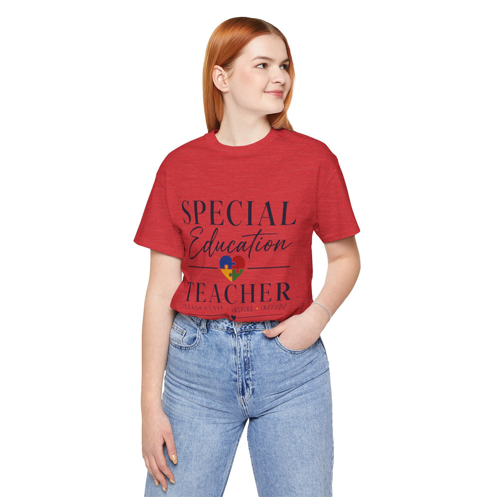 Special Education Teacher Shirt | Teach Love Inspire T-Shirt | Puzzle Heart Graphic Tee | Autism Acceptance Gift | Inclusive Teacher
