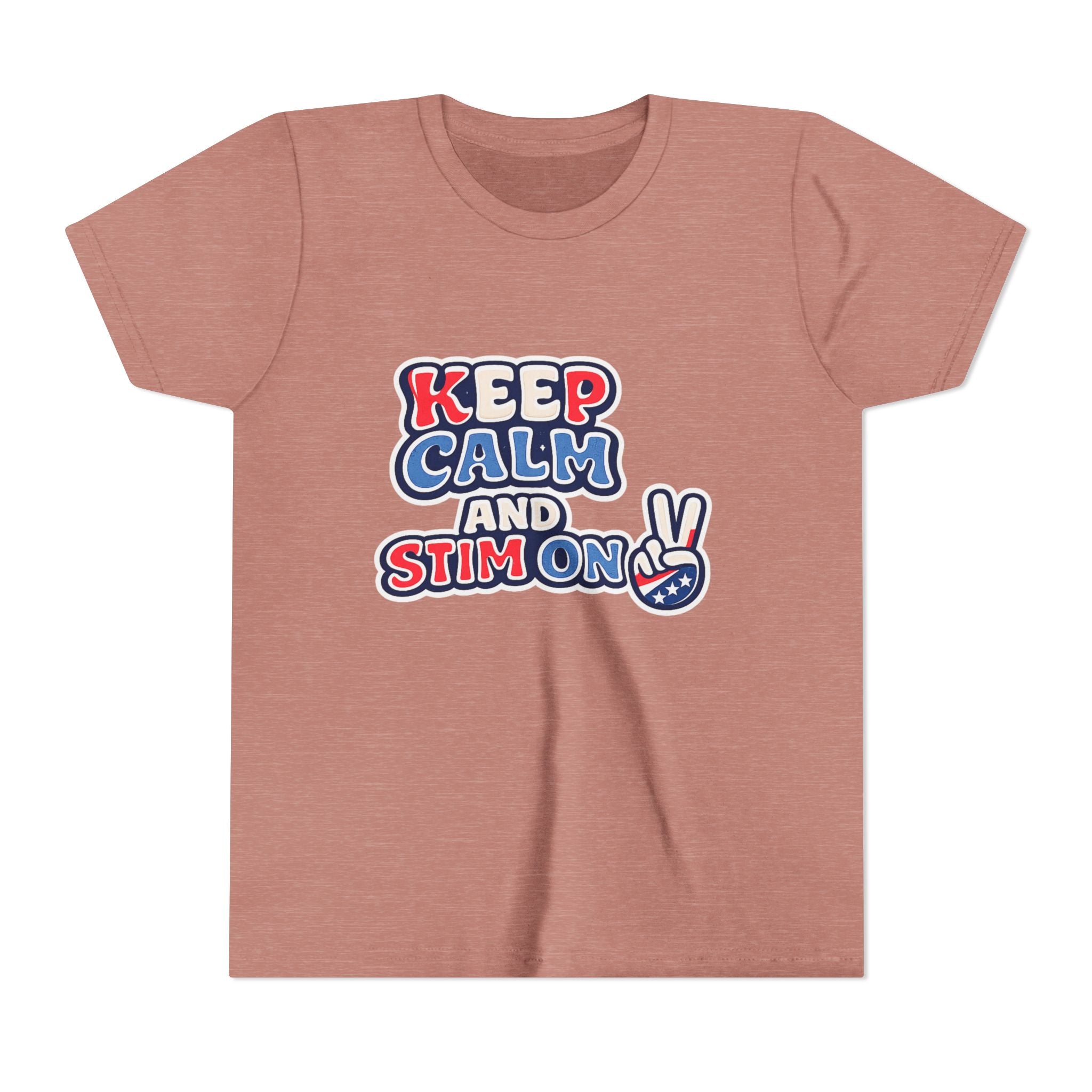 Keep Calm and Stim On Youth Shirt Autism Awareness T Shirt Peace Sign Tee Neurodivergent Kids Sensory Shirt Special Needs Gift