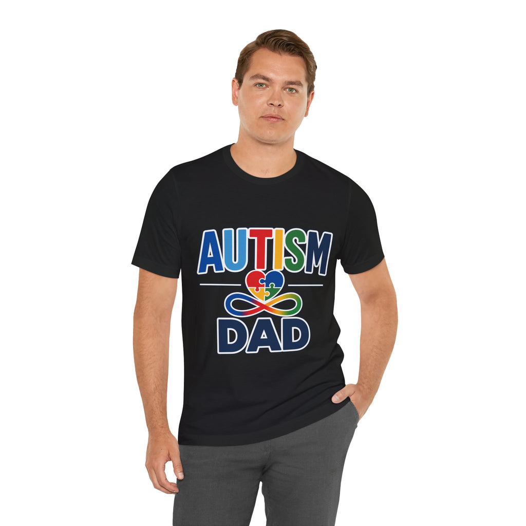 Autism Dad Shirt | Proud Autism Father T-Shirt | Colorful Puzzle Heart Infinity Design | Autism Awareness Gift for Dad | Autism Acceptance Tee