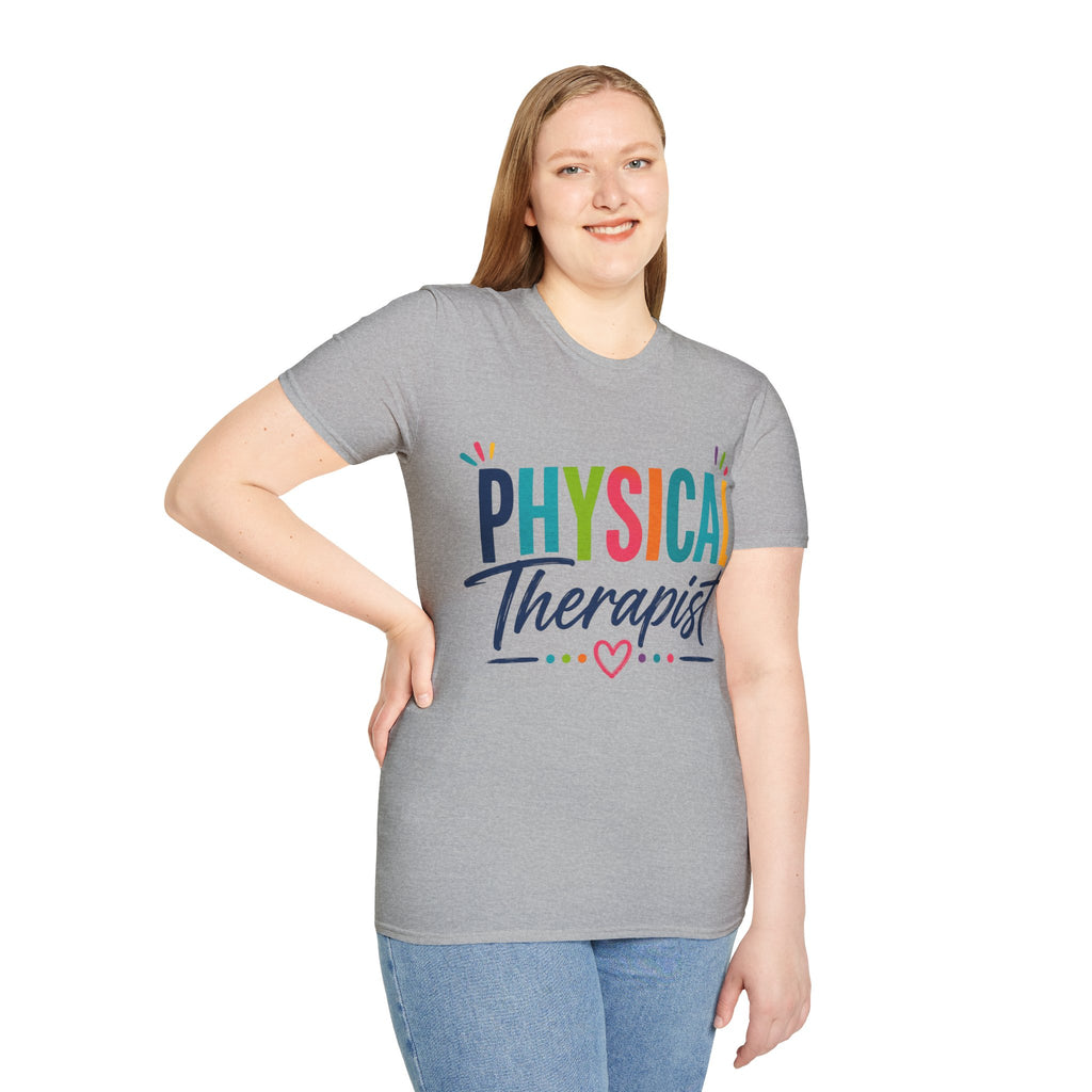 Physical Therapist Shirt | Colorful Typography Heart T-Shirt | Physical Therapy Gift | Healthcare Professional Apparel | Therapist Shirt