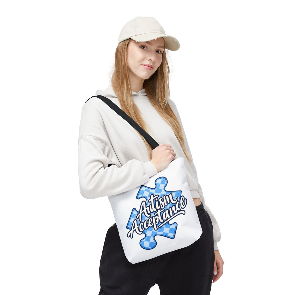 Autism Acceptance Puzzle Piece Tote Bag, Awareness Support Canvas Bag, Autism Advocate Gift, Neurodiversity Family Apparel