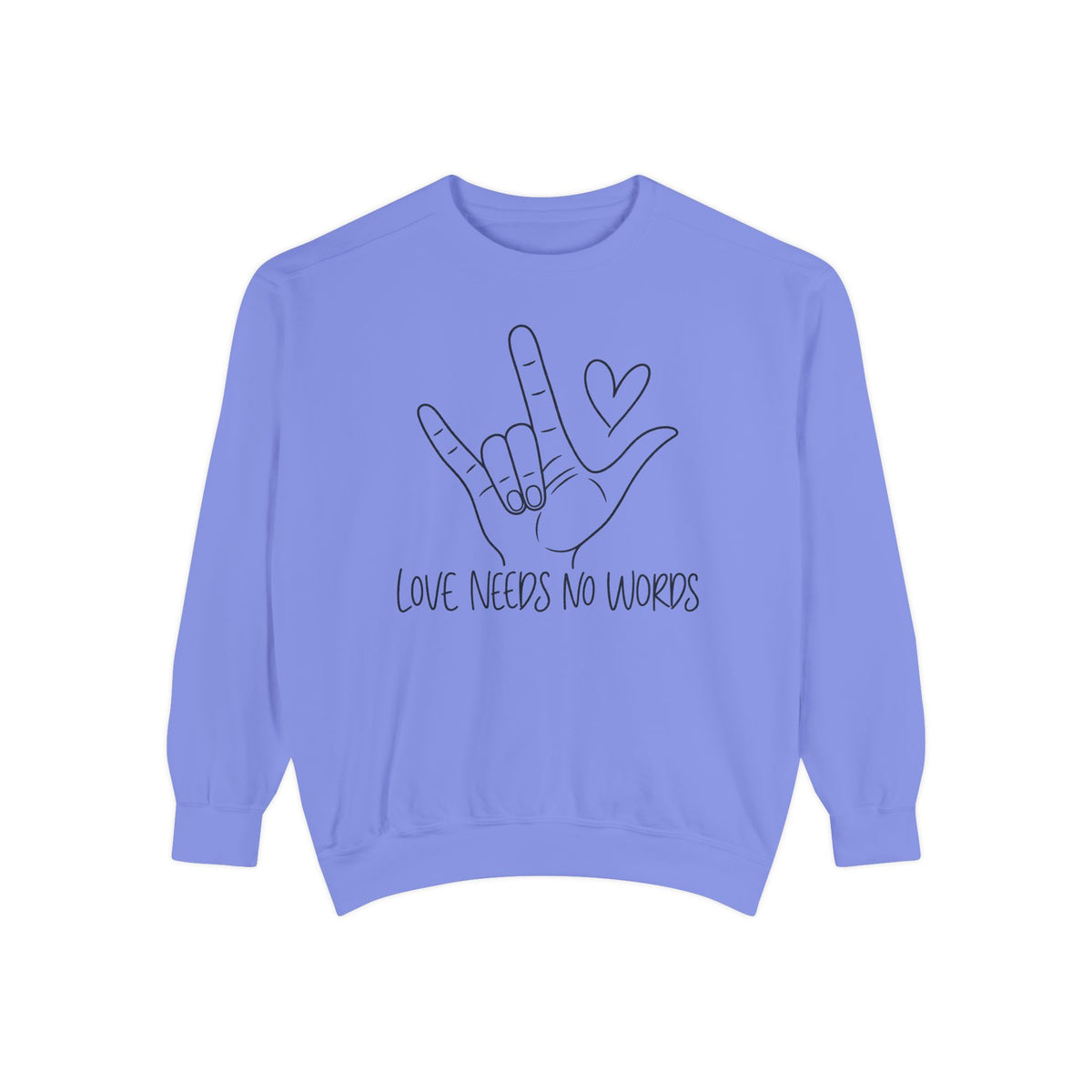 ASL Love Hand Sign Sweatshirt, Love Needs No Words Minimalist Line Art Hoodie, Autism Acceptance Sign Language Shirt, Nonverbal Gift