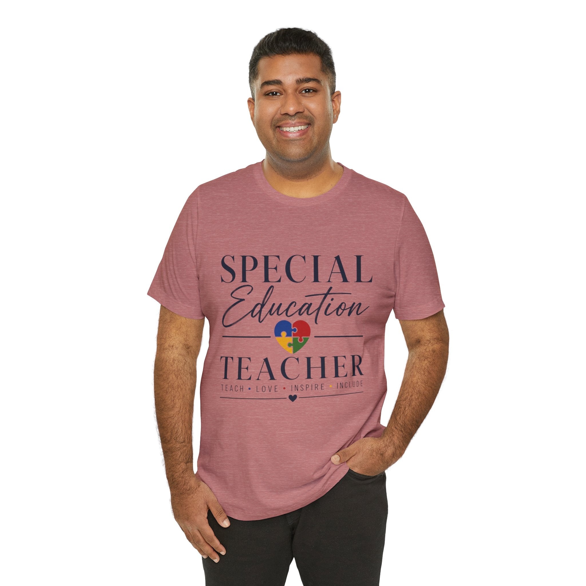 Special Education Teacher Shirt | Teach Love Inspire T-Shirt | Puzzle Heart Graphic Tee | Autism Acceptance Gift | Inclusive Teacher