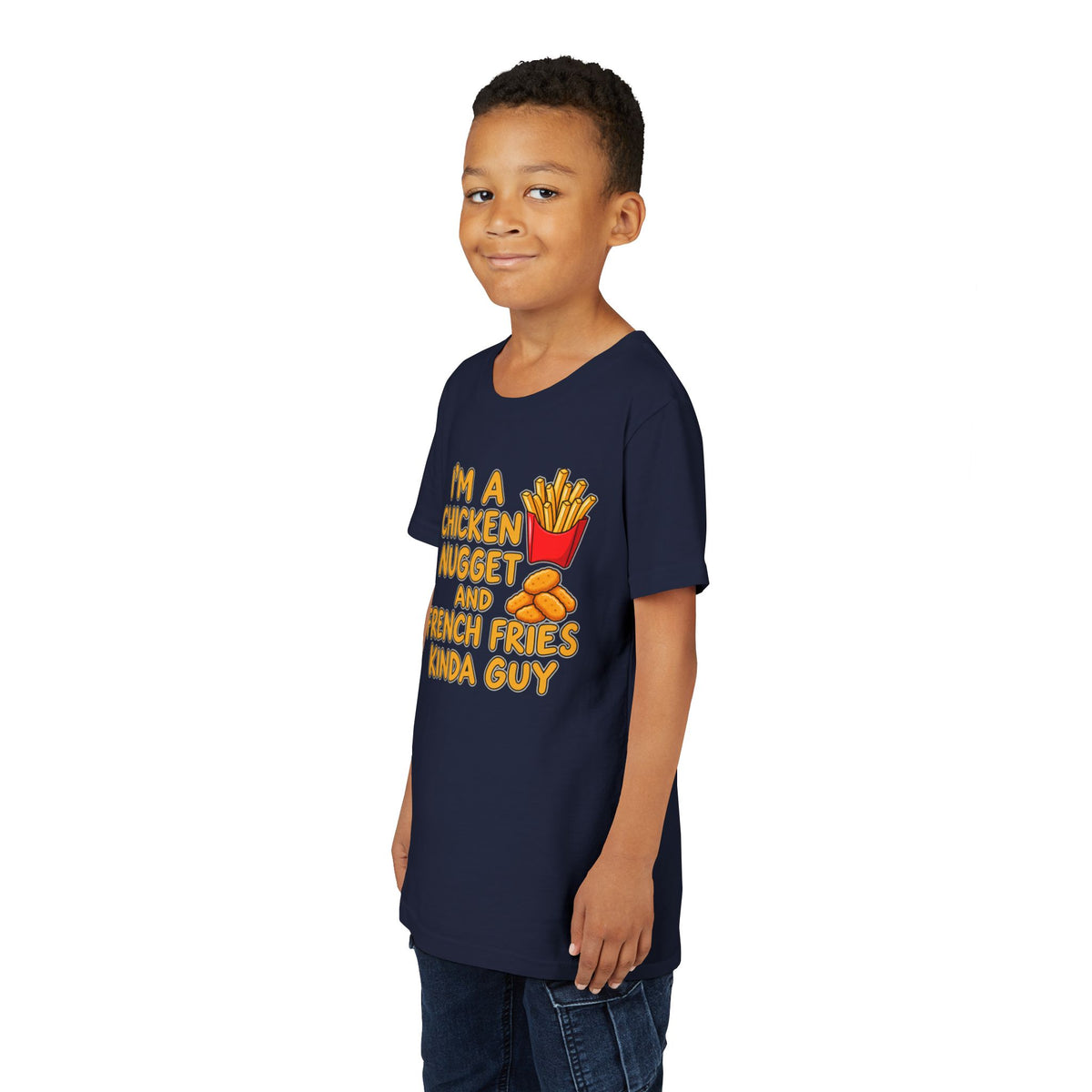 I'm A Chicken Nugget And French Fries Kinda Guy Youth Tee, Kids Food Humor Shirt, Funny T-Shirt, Picky Eater Gift