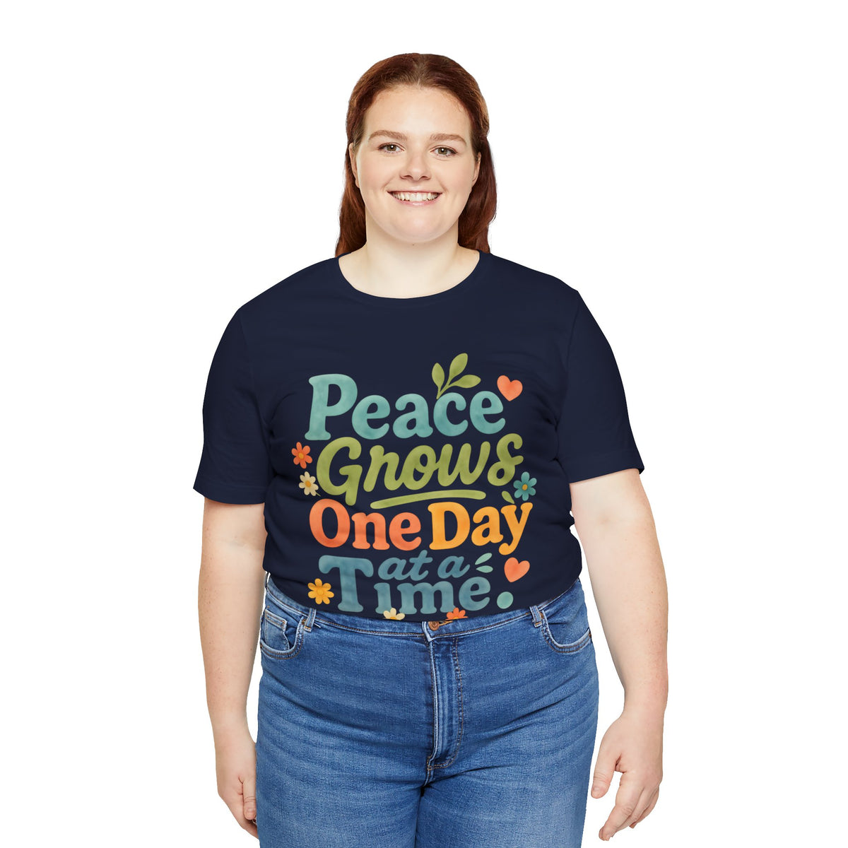 Peace Grows One Day at a Time Tee | Positive Quote Floral Typography
