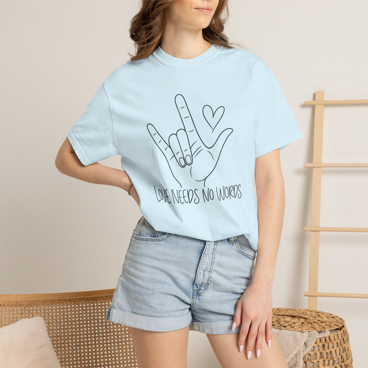 Love Needs No Words Shirt, ASL I Love You Hand Sign Tee, Autism Acceptance T-Shirt, Nonverbal Communication Gift, Sign Language Shirt