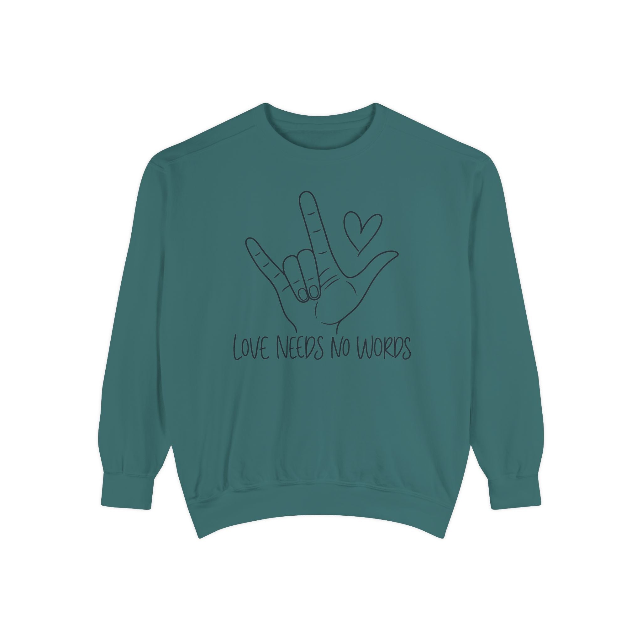 ASL Love Hand Sign Sweatshirt, Love Needs No Words Minimalist Line Art Hoodie, Autism Acceptance Sign Language Shirt, Nonverbal Gift
