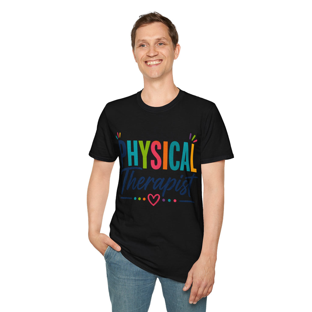 Physical Therapist Shirt | Colorful Typography Heart T-Shirt | Physical Therapy Gift | Healthcare Professional Apparel | Therapist Shirt