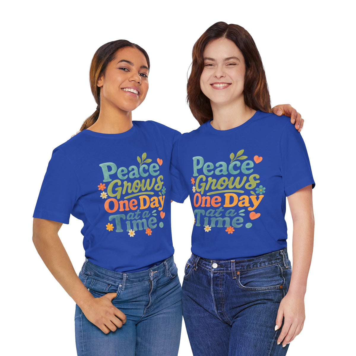 Peace Grows One Day at a Time Tee | Positive Quote Floral Typography