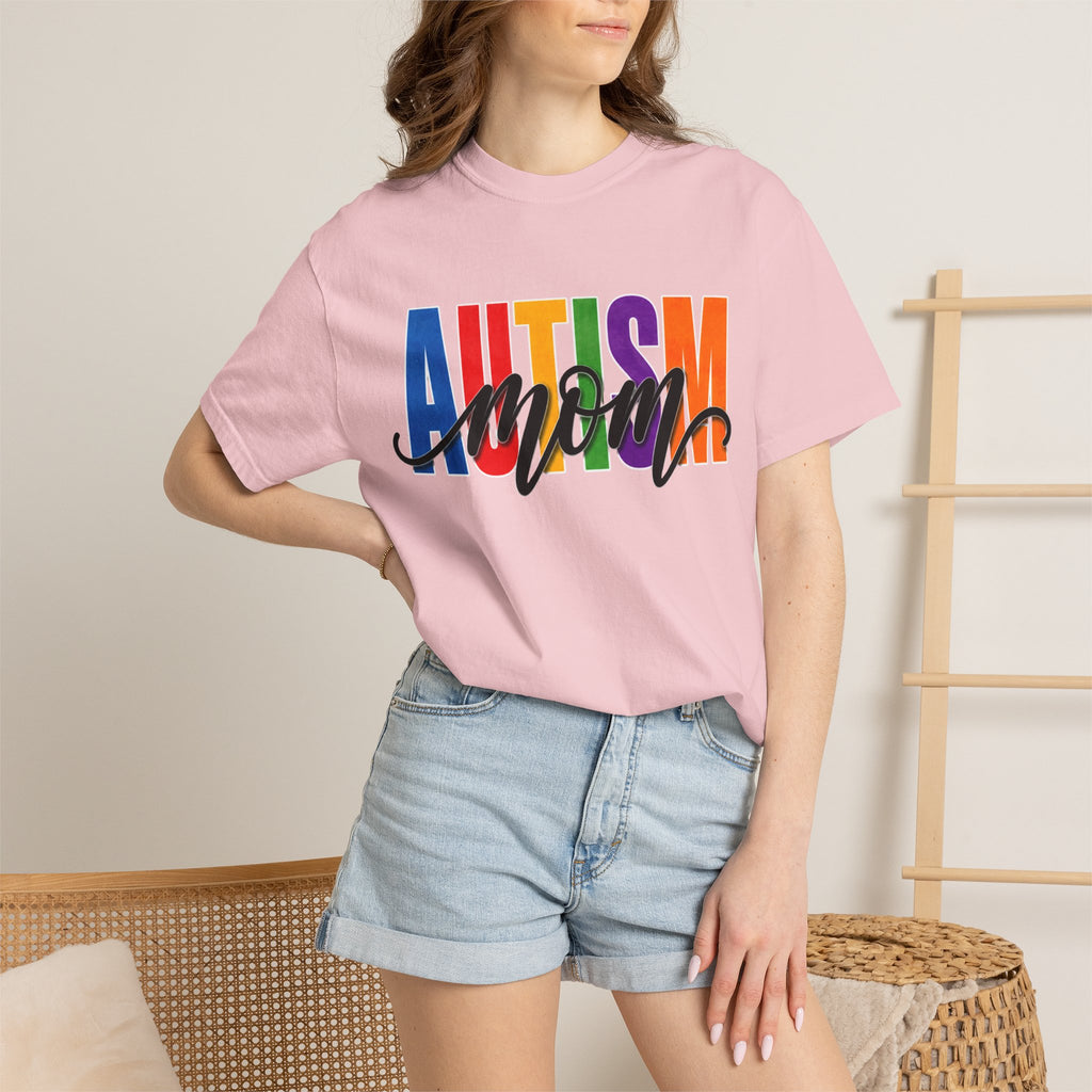 Autism Mom Shirt Autism Mom T Shirt Rainbow Block Letter Tee Script Mom Graphic Autism Awareness Autism Acceptance Gift for Mom