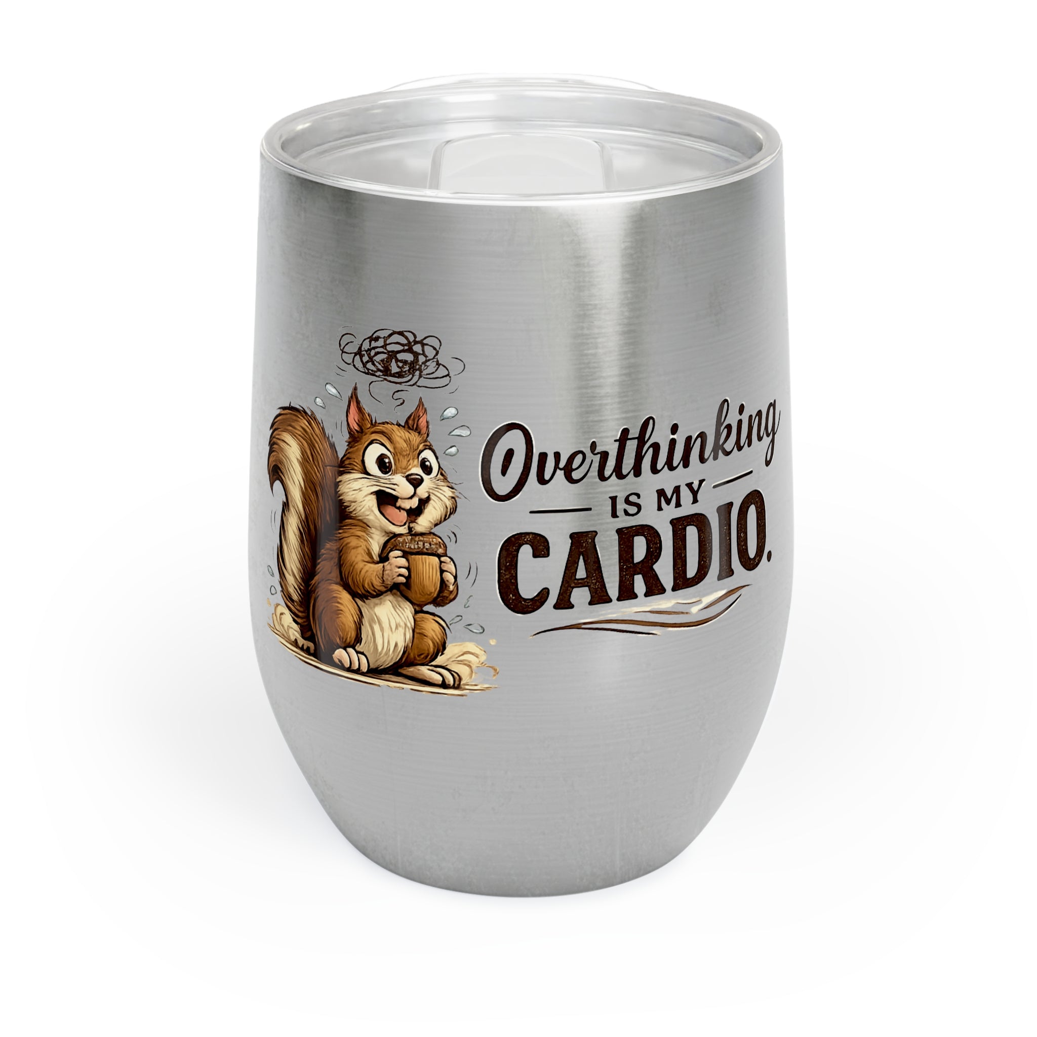 Overthinking Is My Cardio Wine Tumbler Funny Anxiety Cup ADHD Travel Mug Mental Health Gift Stainless Steel Wine Tumbler