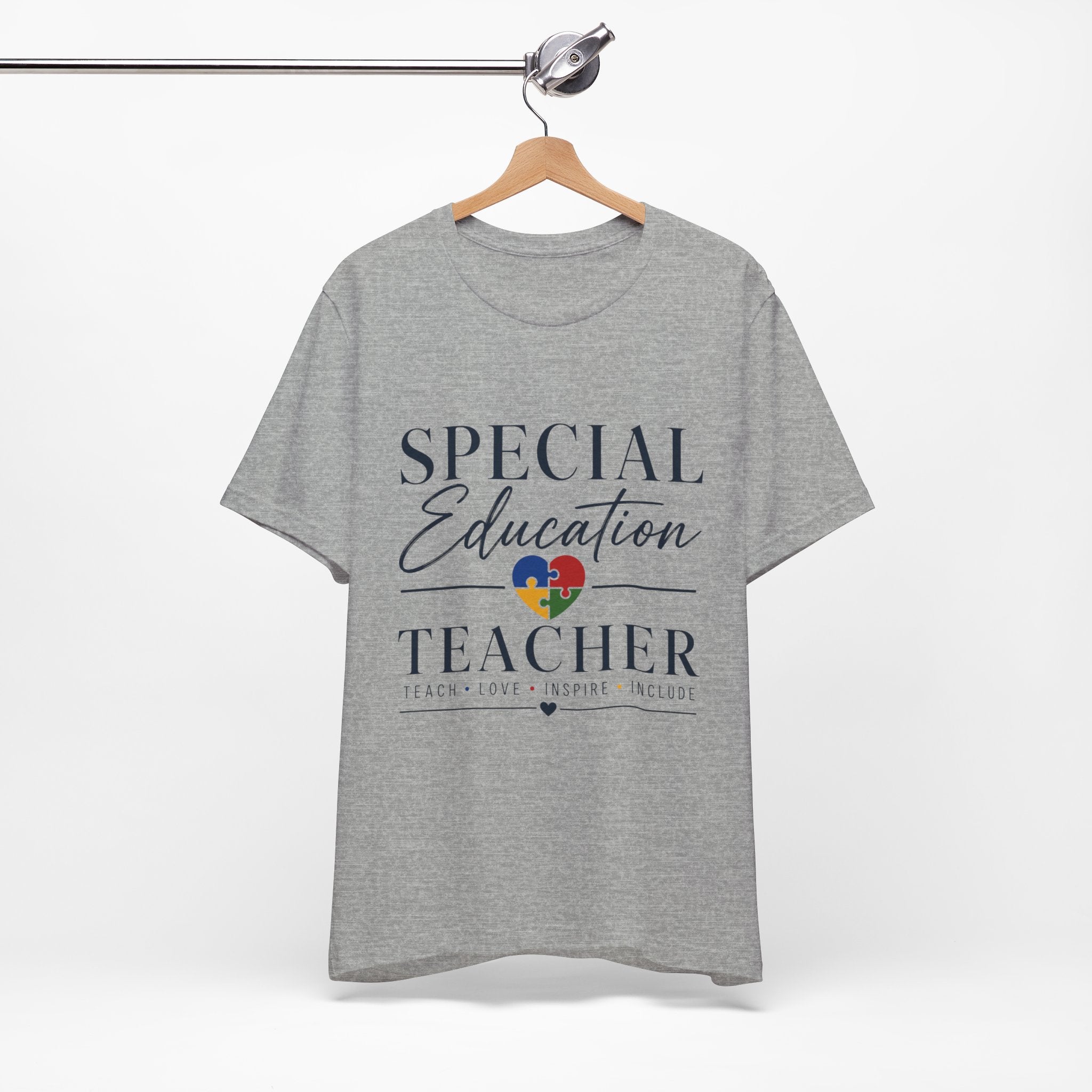 Special Education Teacher Shirt | Teach Love Inspire T-Shirt | Puzzle Heart Graphic Tee | Autism Acceptance Gift | Inclusive Teacher
