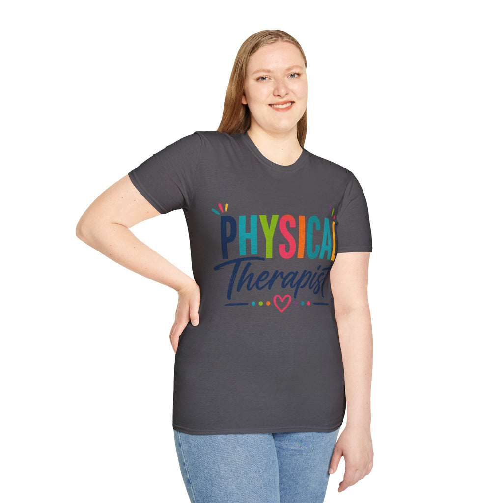 Physical Therapist Shirt | Colorful Typography Heart T-Shirt | Physical Therapy Gift | Healthcare Professional Apparel | Therapist Shirt