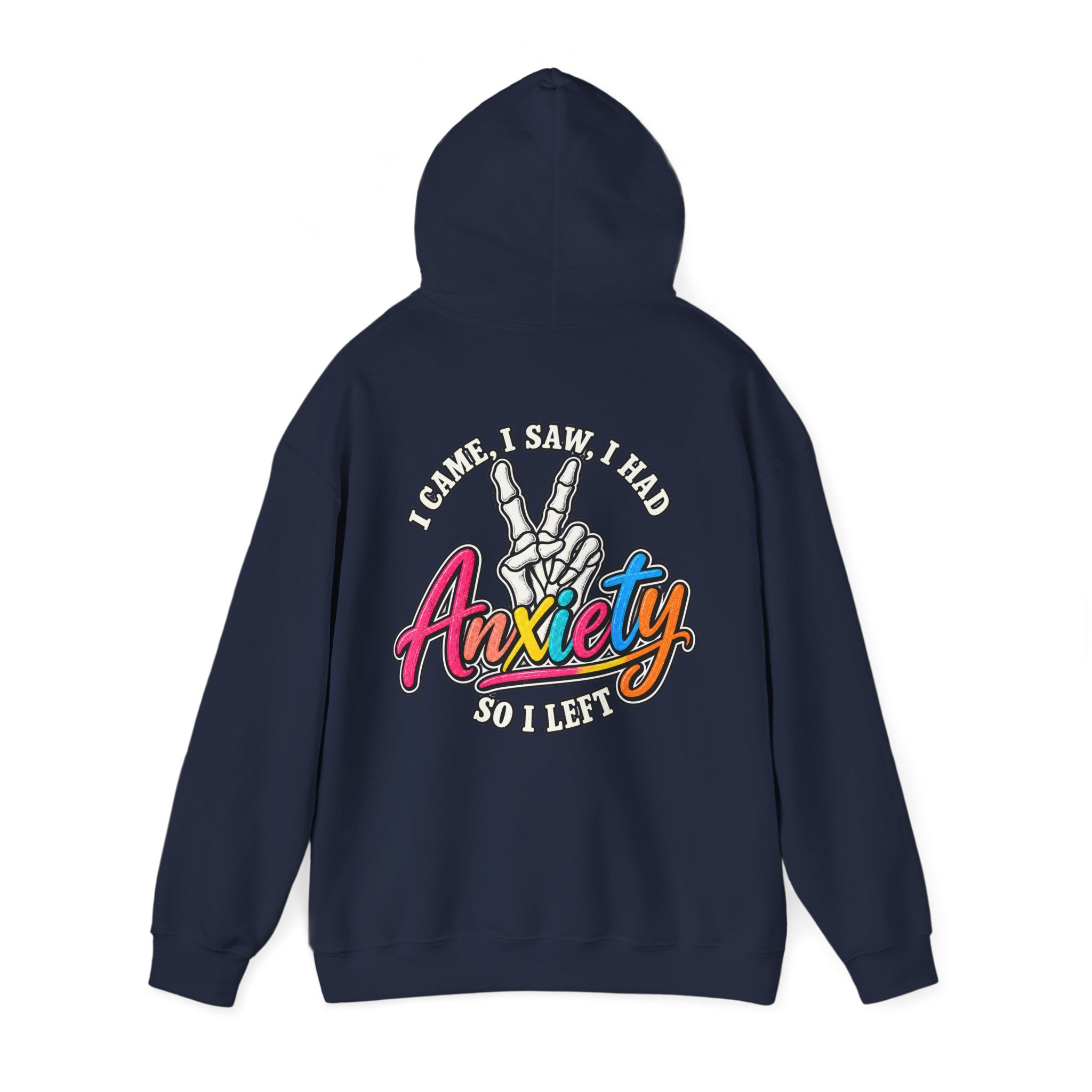 I Came I Saw I Had Anxiety Hoodie, Peace Hand Colorful Script Sweatshirt, Funny Mental Health Crewneck, Anxiety Humor Gift