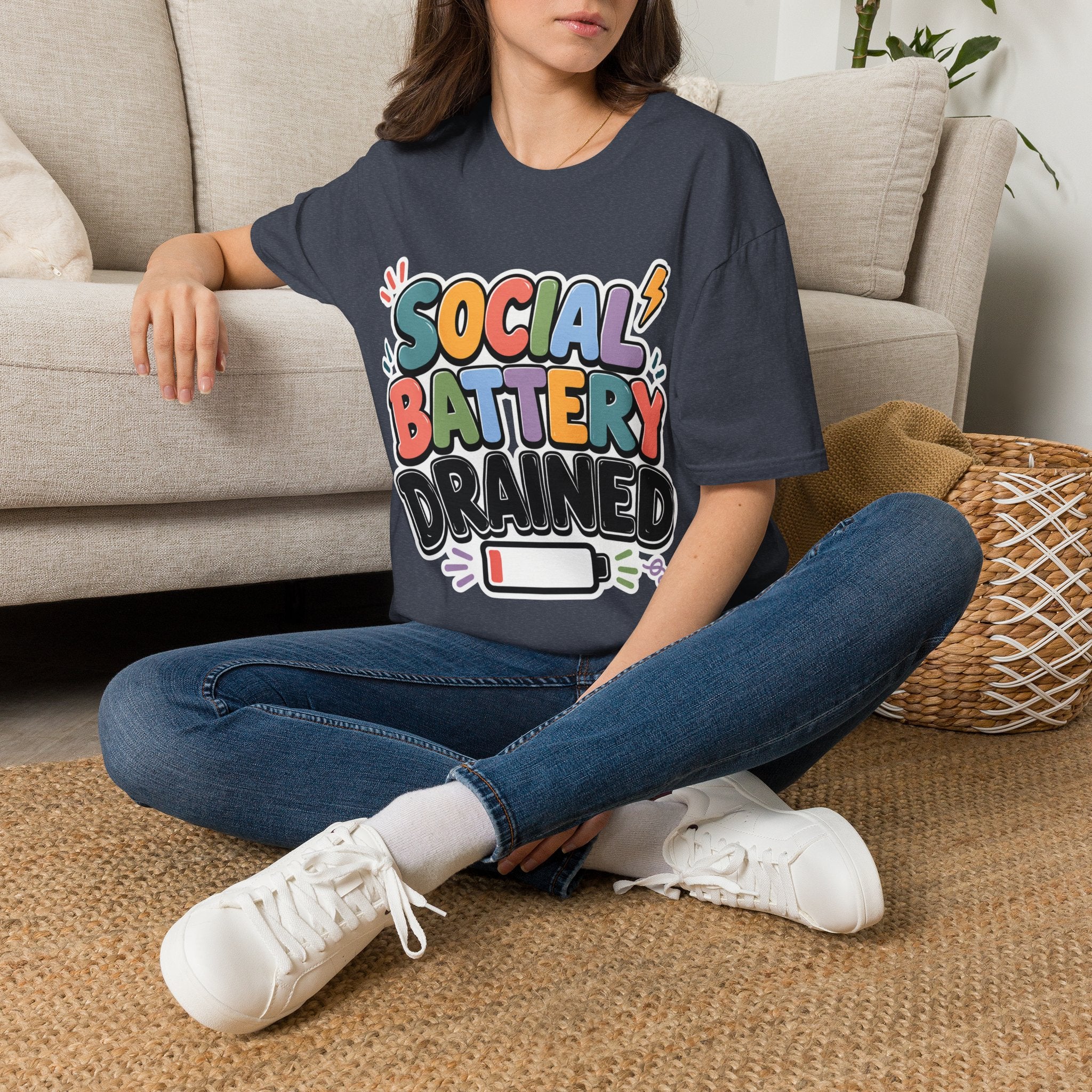 Social Battery Drained T-Shirt — Funny Introvert Graphic Tee