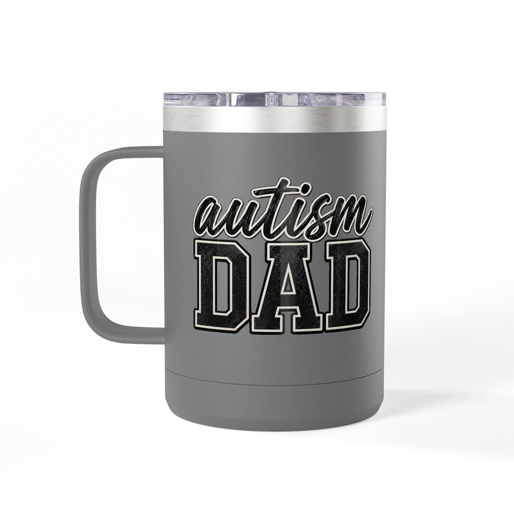 Autism Dad Minimalist Script & Block Logo Mug | 15oz Insulated Tumbler