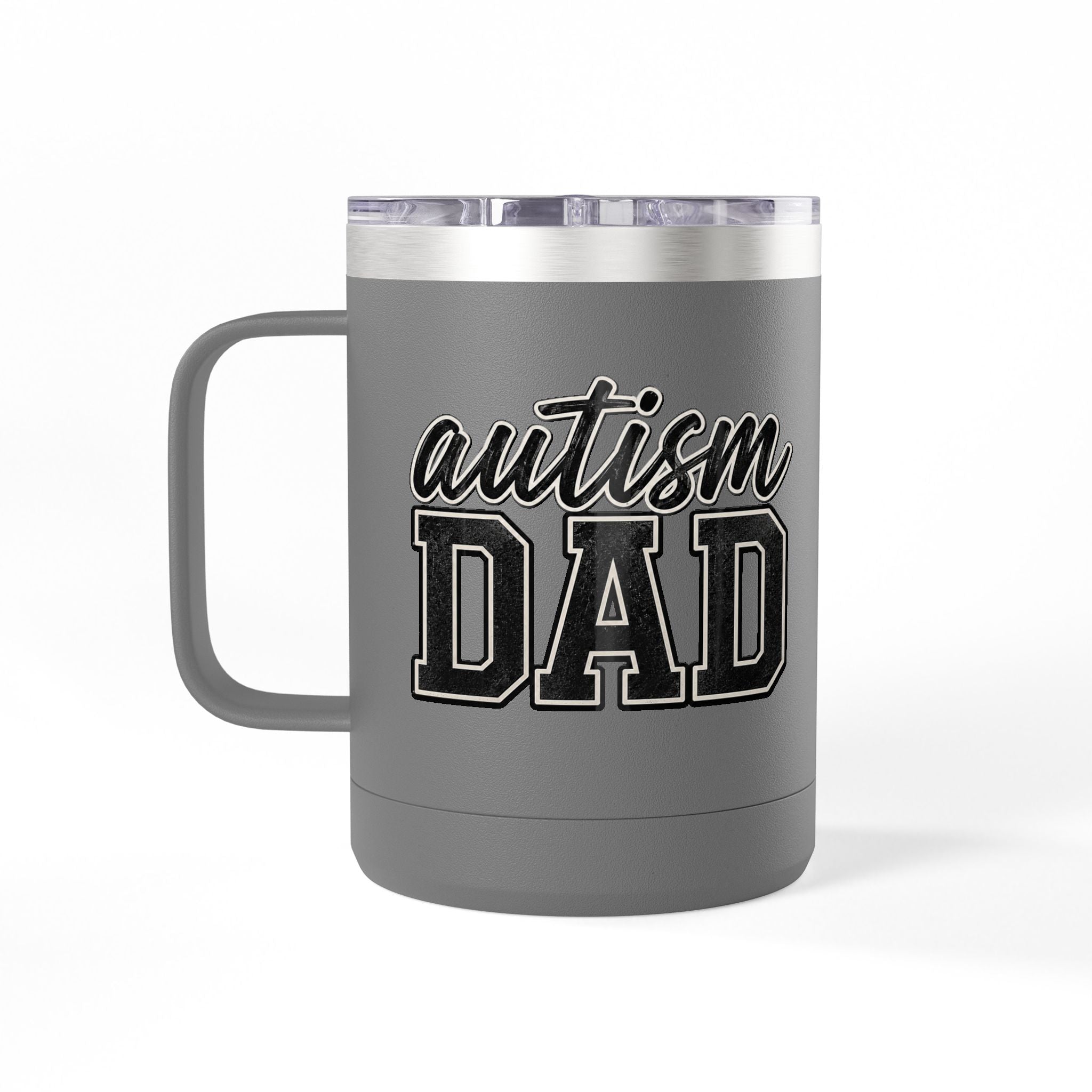 Autism Dad Minimalist Script & Block Logo Mug | 15oz Insulated Tumbler