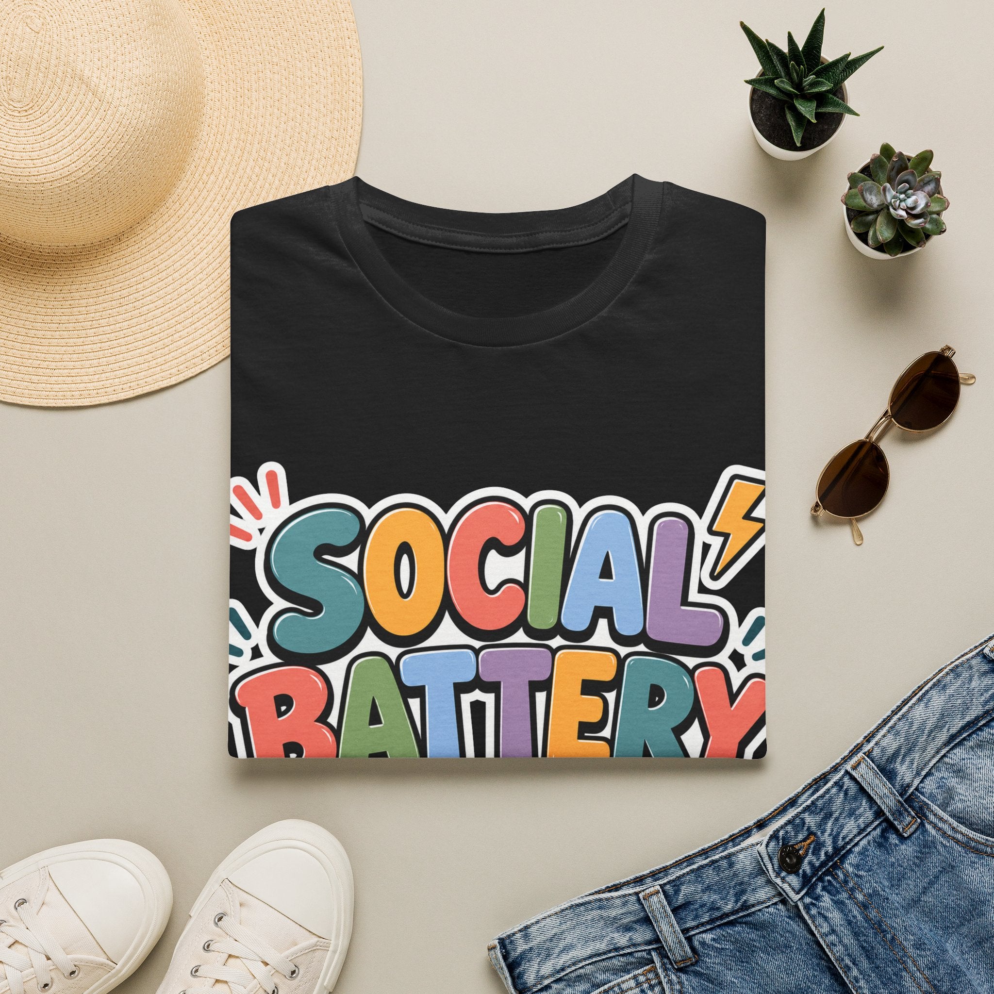 Social Battery Drained T-Shirt — Funny Introvert Graphic Tee