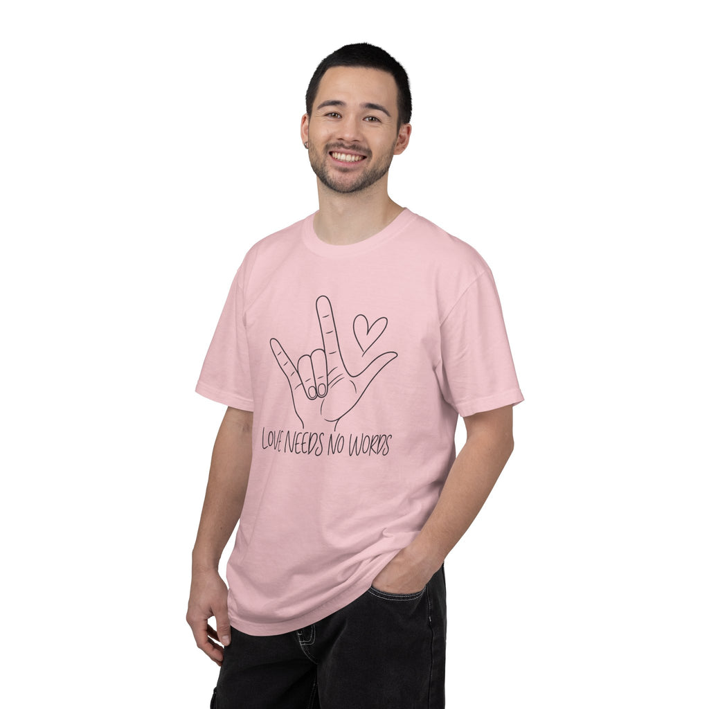 Love Needs No Words Shirt, ASL I Love You Hand Sign Tee, Autism Acceptance T-Shirt, Nonverbal Communication Gift, Sign Language Shirt
