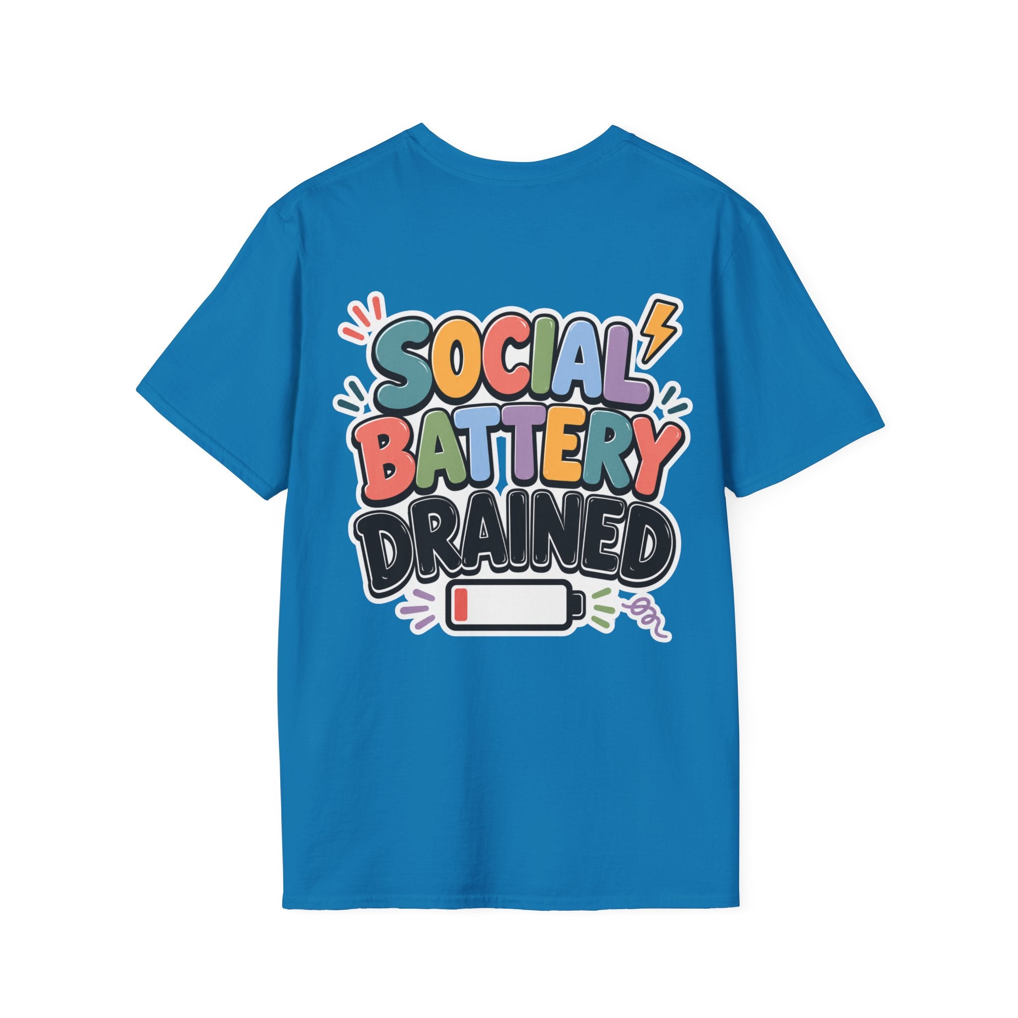 Social Battery Drained Shirt | Funny Introvert T-Shirt | Social Anxiety Graphic Tee | Mental Health Humor Shirt | Unisex Gift