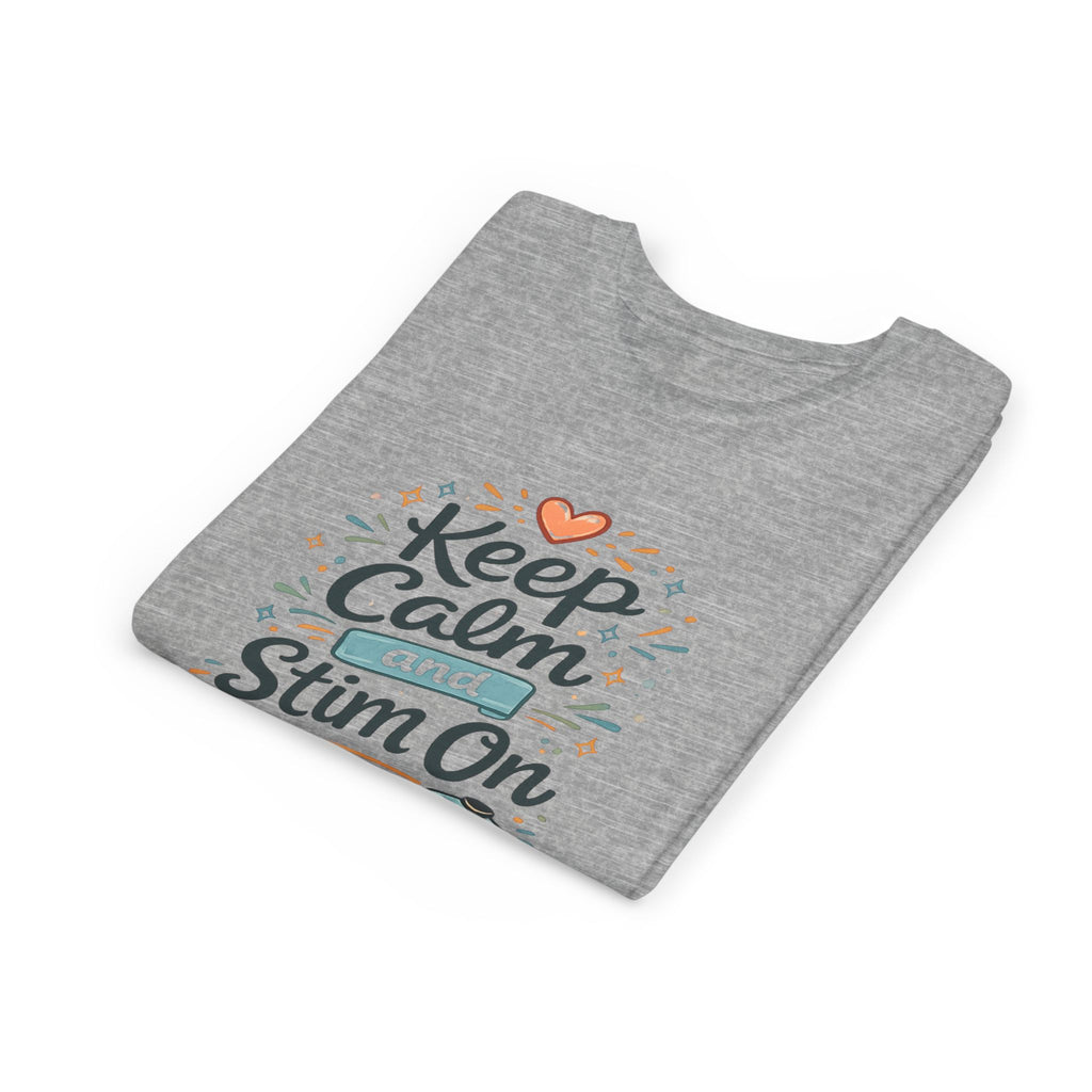 Keep Calm and Stim On Youth Shirt Autism Sensory T Shirt Neurodivergent Kids Tee Fidget Toy Gift Special Needs Awareness