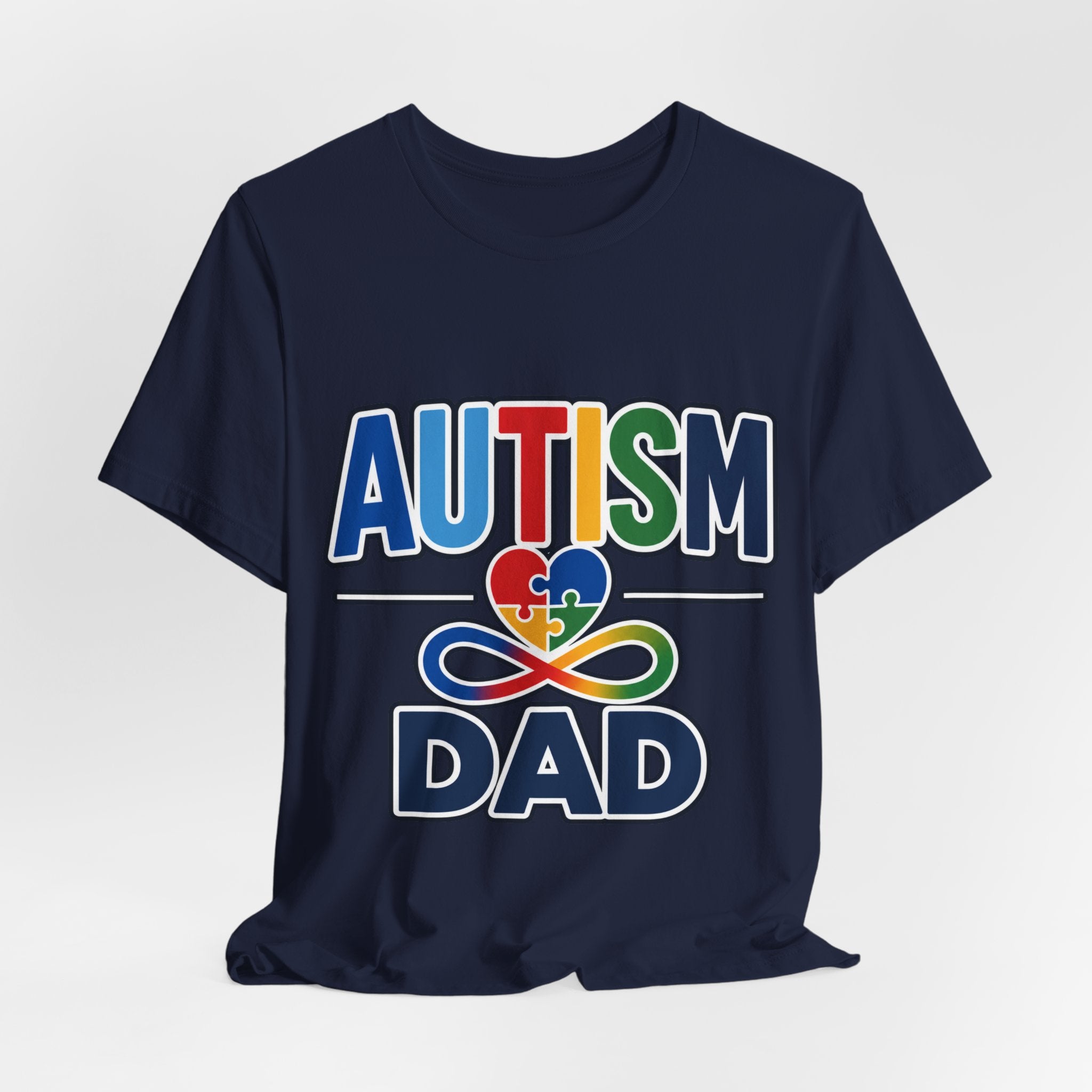 Autism Dad Shirt | Proud Autism Father T-Shirt | Colorful Puzzle Heart Infinity Design | Autism Awareness Gift for Dad | Autism Acceptance Tee