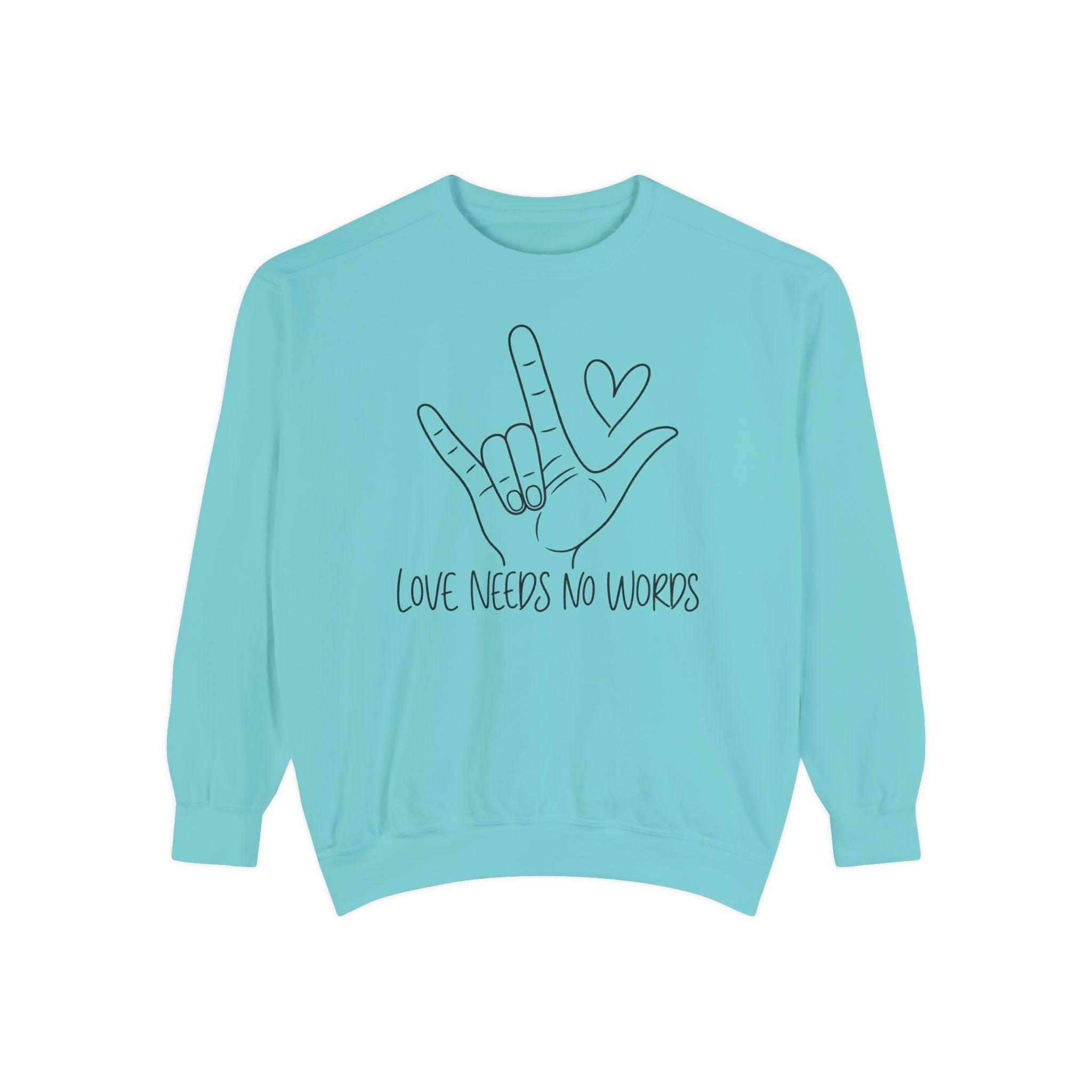 ASL Love Hand Sign Sweatshirt, Love Needs No Words Minimalist Line Art Hoodie, Autism Acceptance Sign Language Shirt, Nonverbal Gift