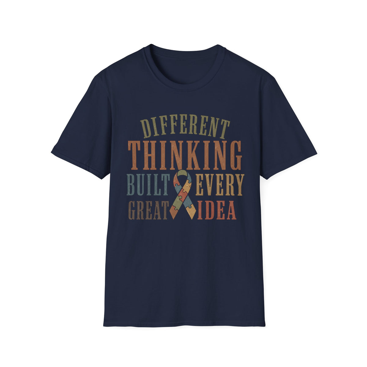 Different Thinking Built Every Great Idea T-Shirt | Autism Awareness Ribbon
