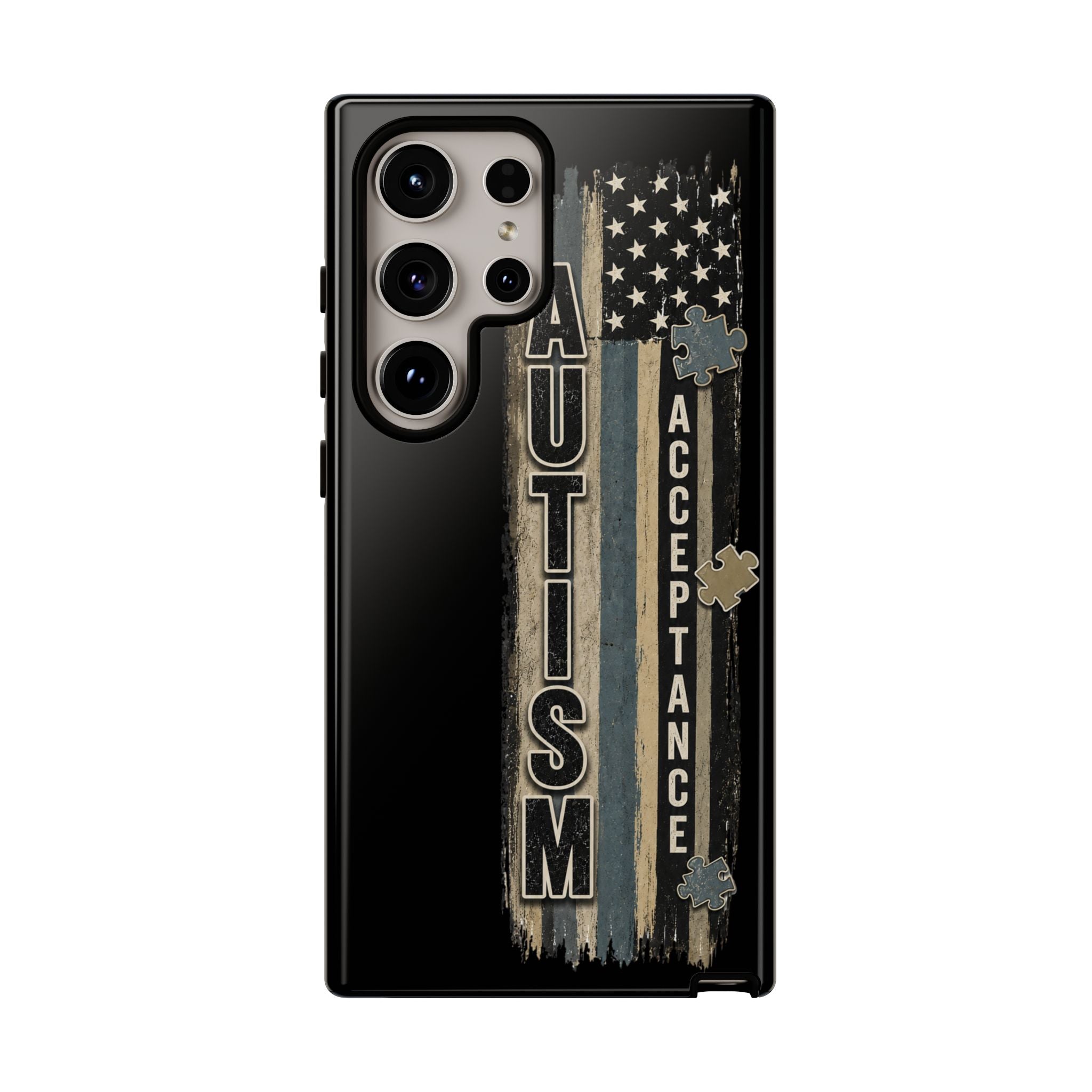Autism Acceptance Phone Case Puzzle Piece Flag iPhone Samsung Tough Case Autism Awareness Neurodiversity Gift Special Needs Case